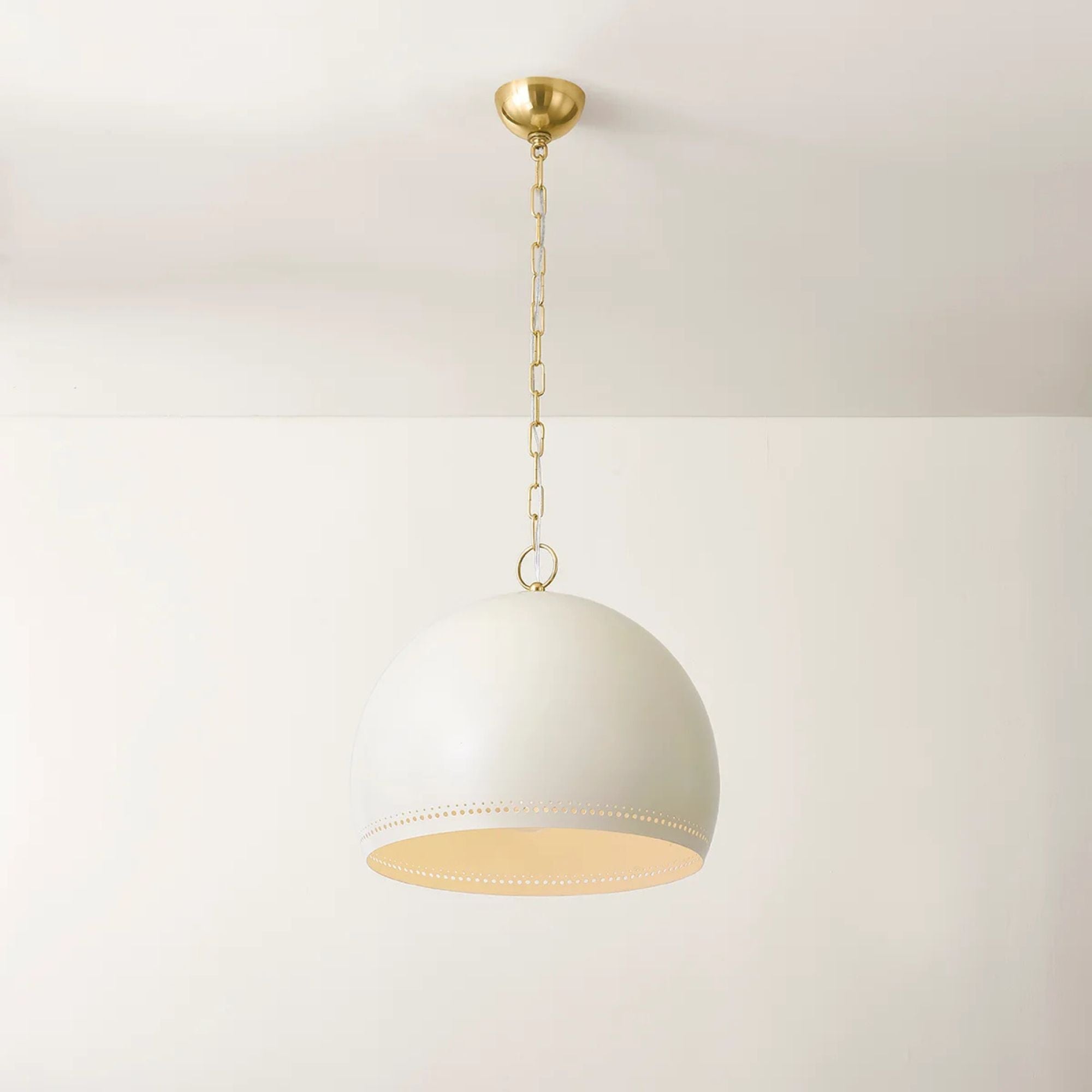 Etna 18" Pendant, Aged Brass/Soft Cream Finish