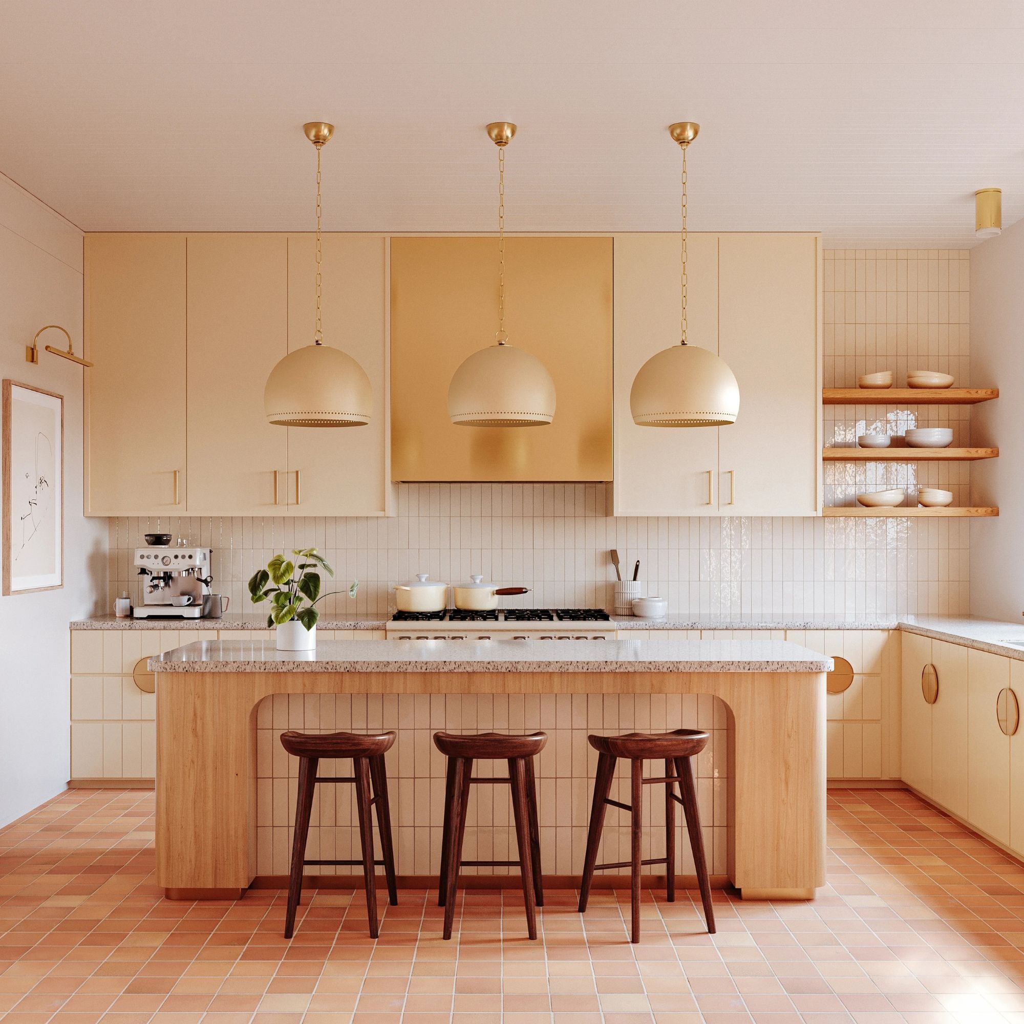 Etna 18" Pendant, Aged Brass/Soft Cream Finish