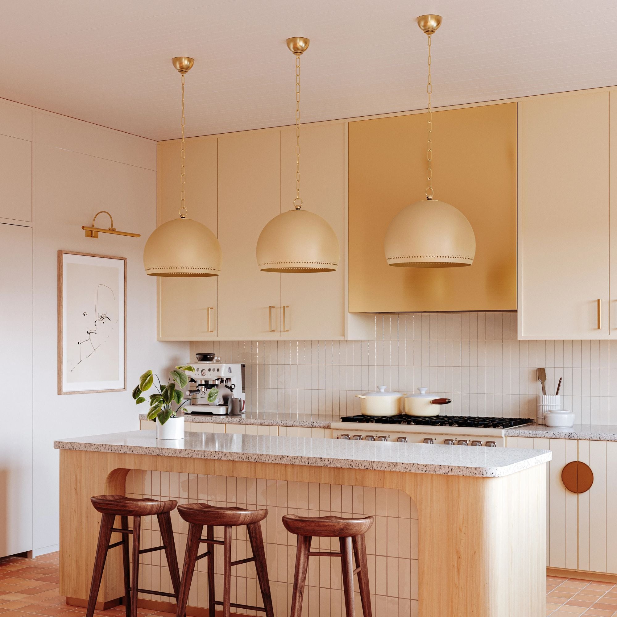 Etna 18" Pendant, Aged Brass/Soft Cream Finish