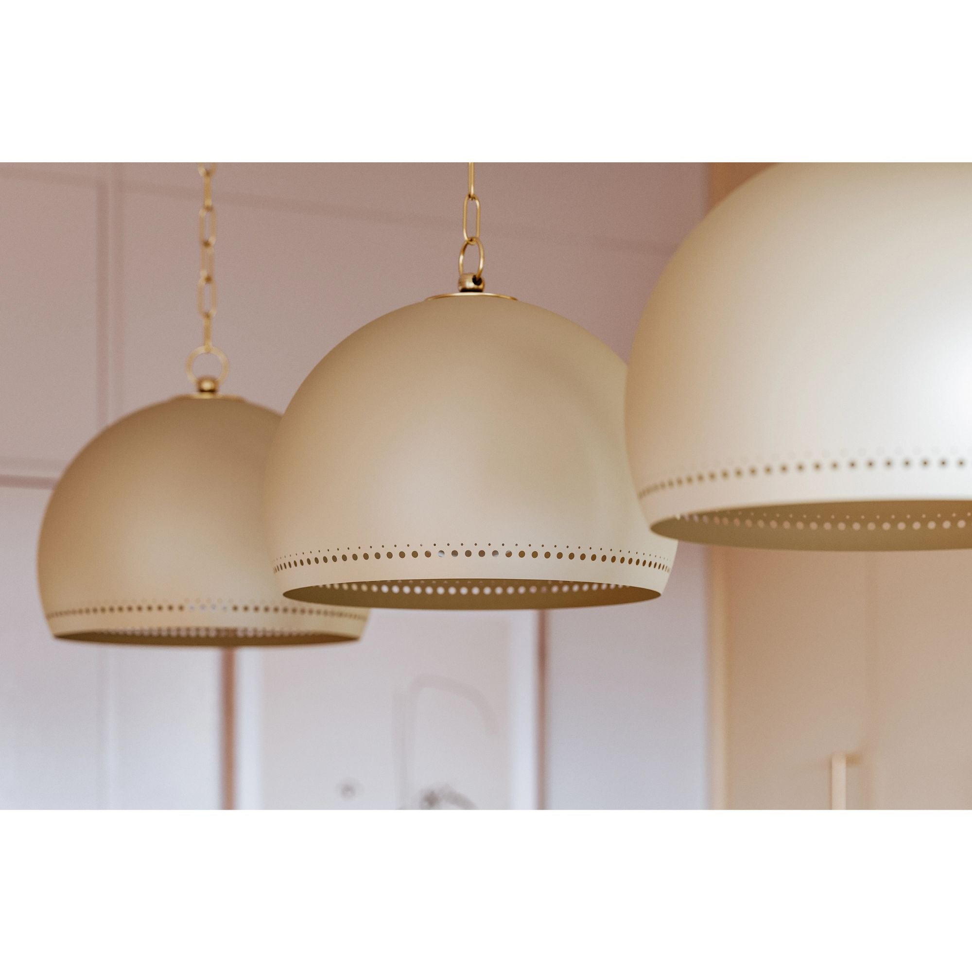 Etna 18" Pendant, Aged Brass/Soft Cream Finish