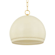 Etna 14" Pendant, Aged Brass/Soft Cream Finish