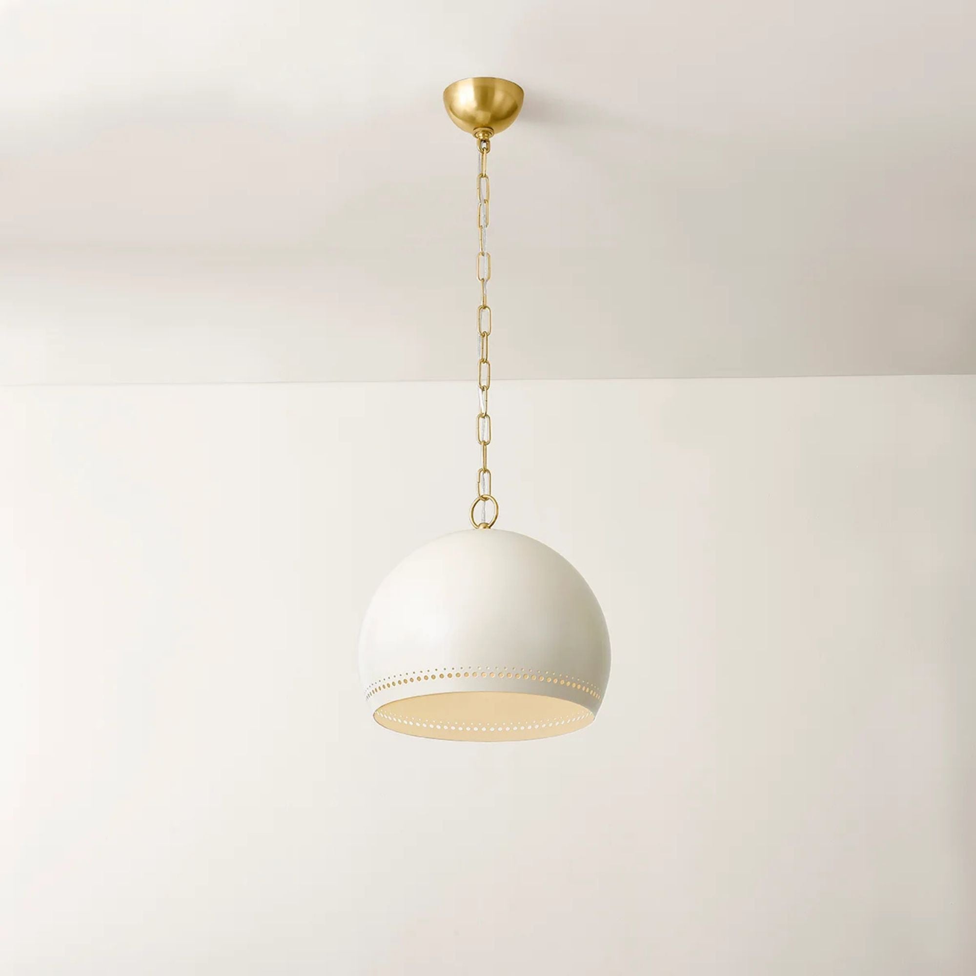 Etna 14" Pendant, Aged Brass/Soft Cream Finish