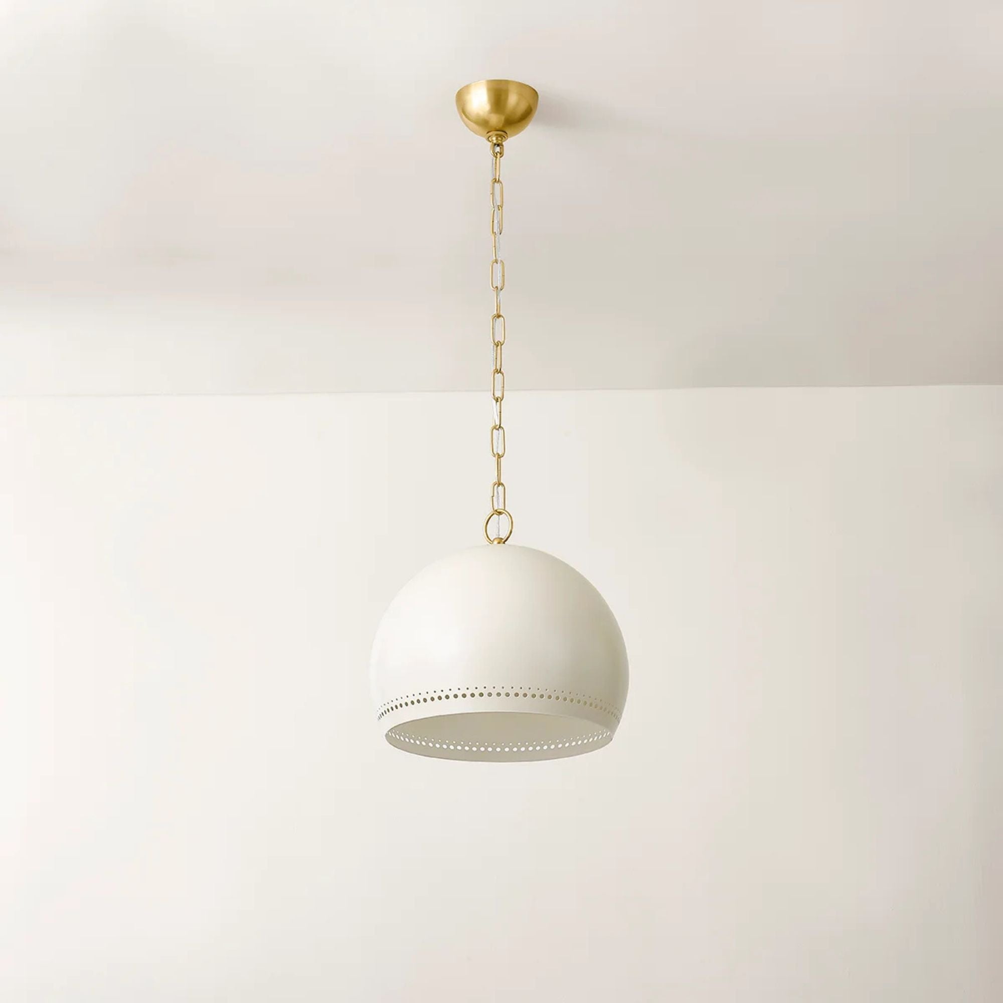 Etna 14" Pendant, Aged Brass/Soft Cream Finish