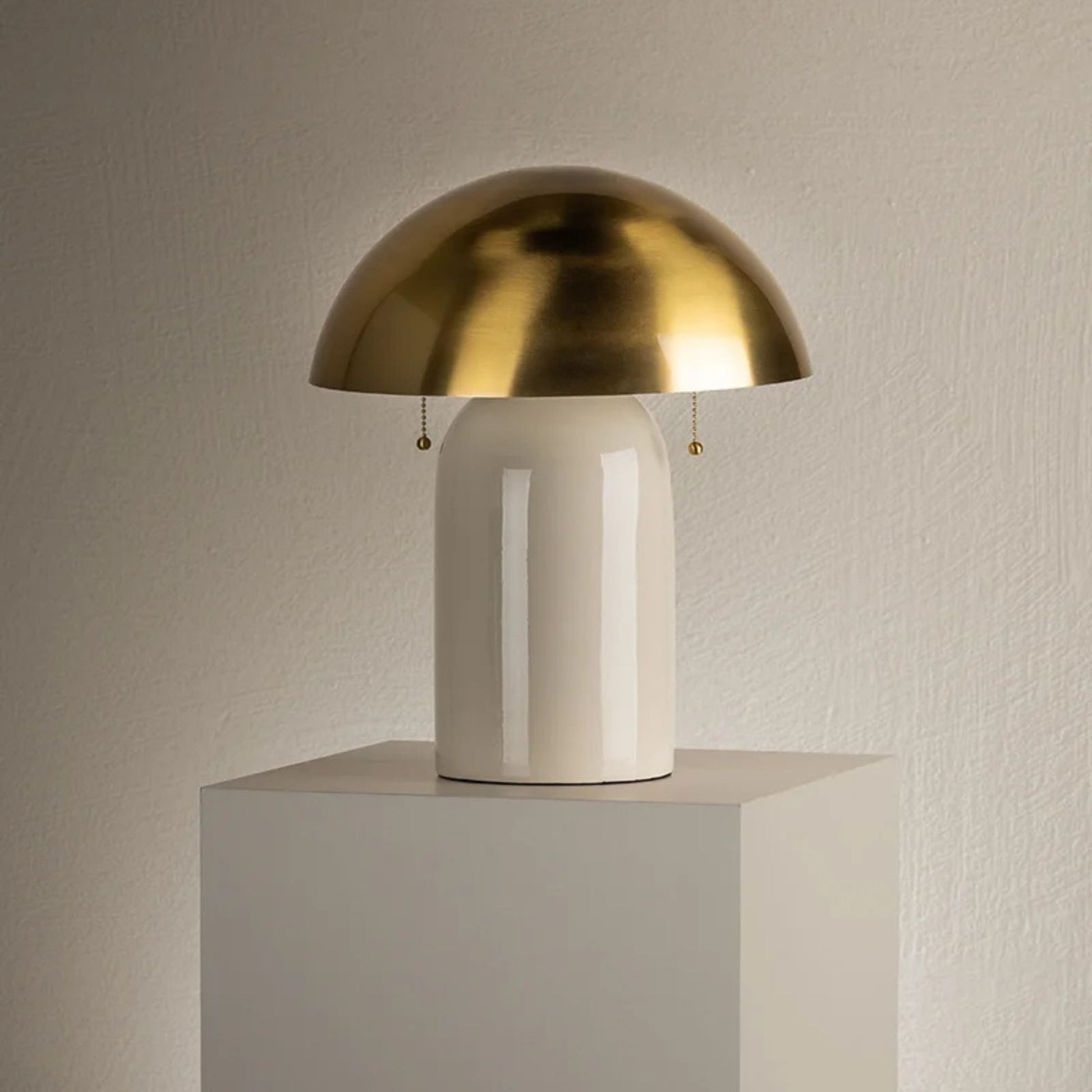 Mitzi - Gaia 17" 2-Light Table Lamp, Aged Brass/Ceramic White Crackle Finish | Bees Lighting