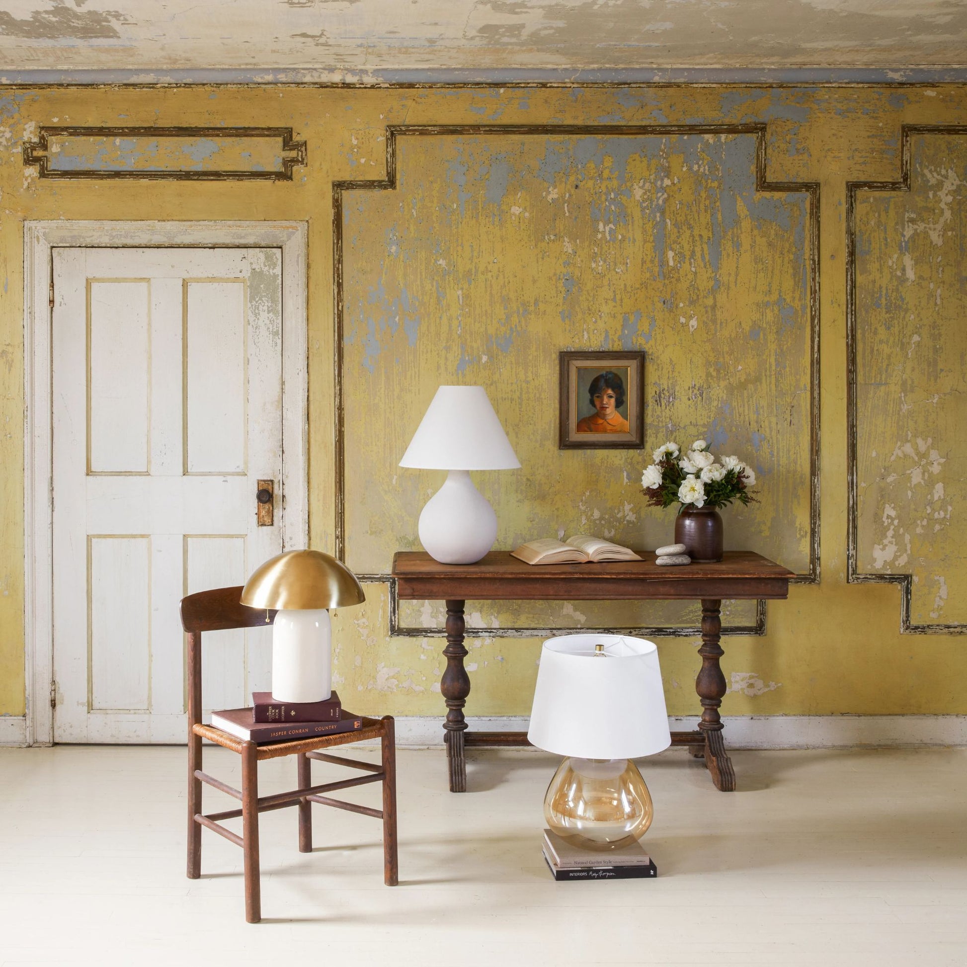 Mitzi - Gaia 17" 2-Light Table Lamp, Aged Brass/Ceramic White Crackle Finish | Bees Lighting