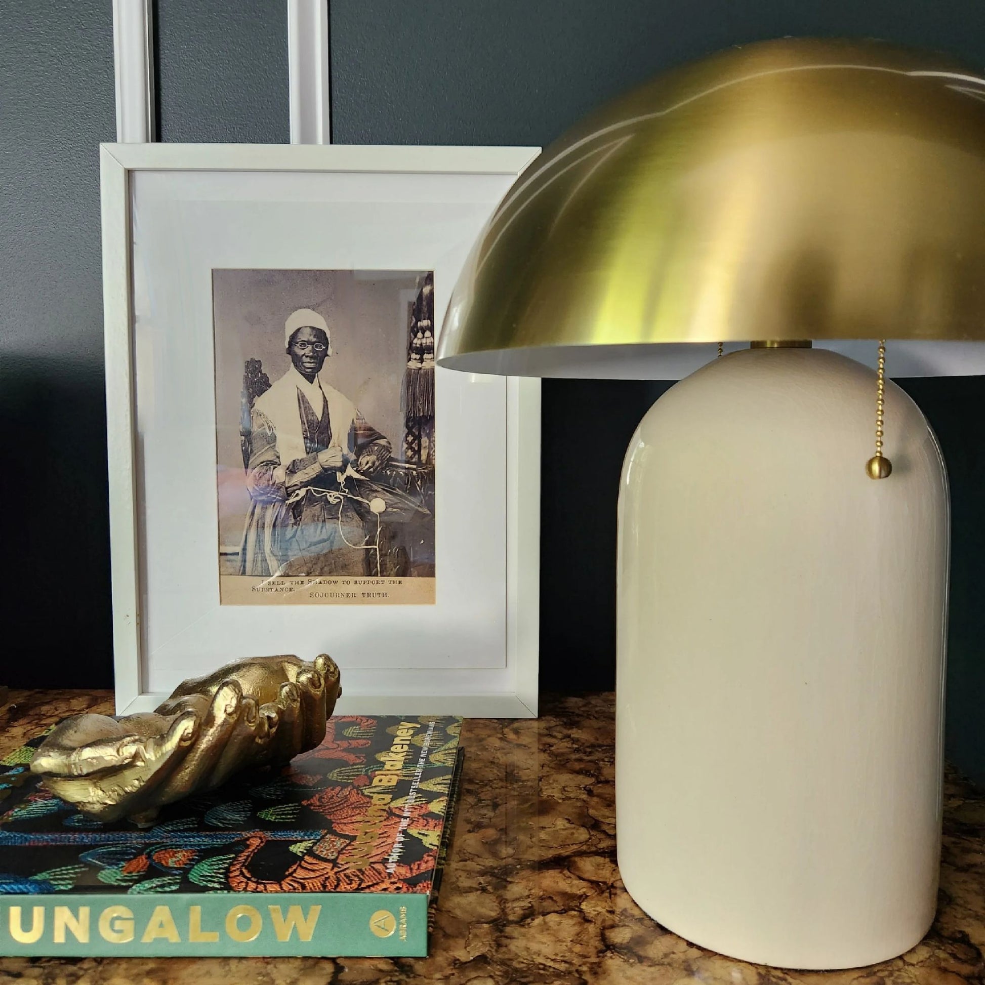 Mitzi - Gaia 17" 2-Light Table Lamp, Aged Brass/Ceramic White Crackle Finish | Bees Lighting