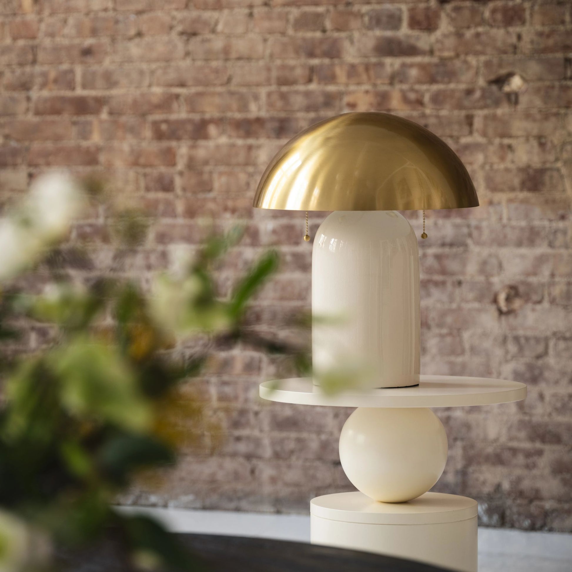 Mitzi - Gaia 17" 2-Light Table Lamp, Aged Brass/Ceramic White Crackle Finish | Bees Lighting