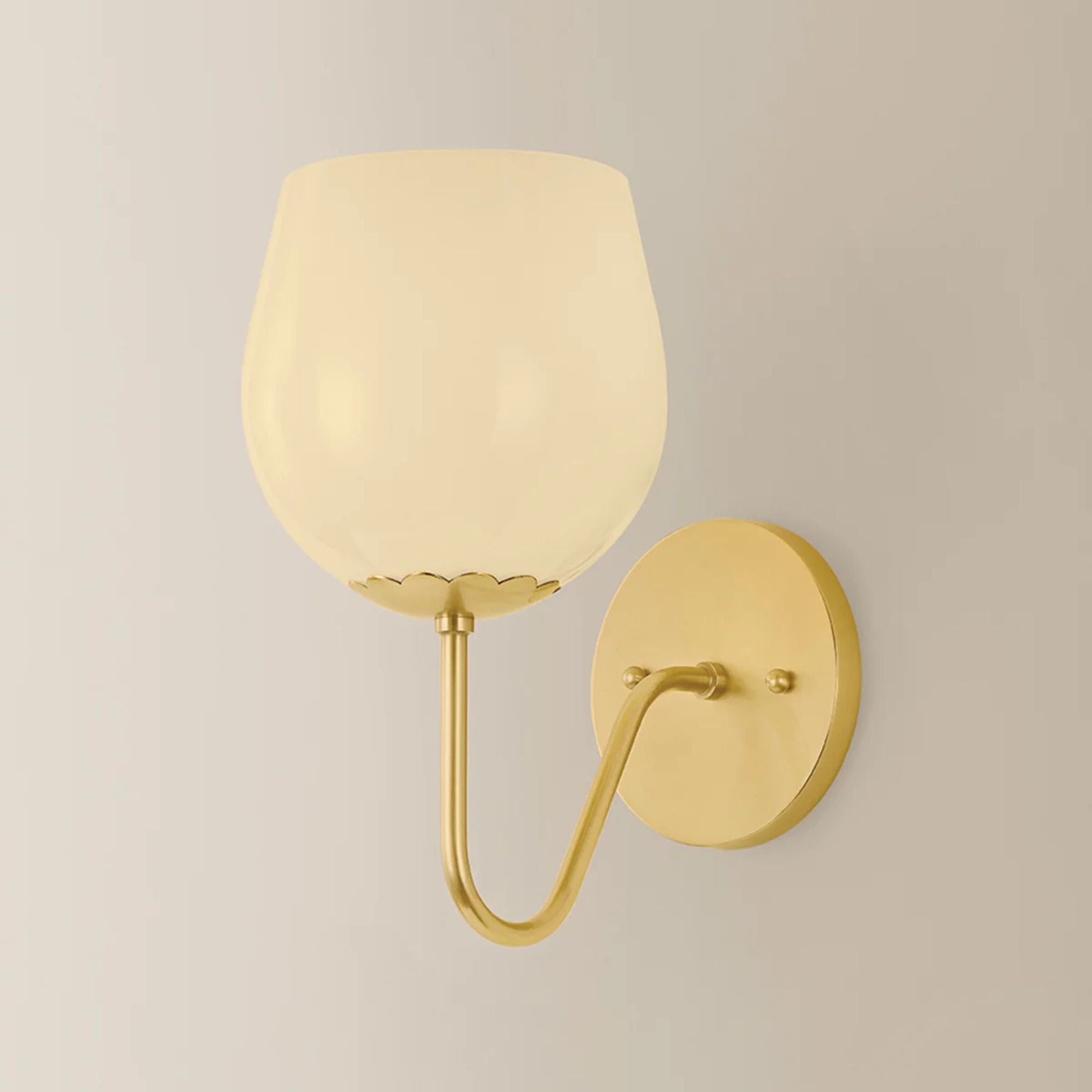 Mitzi Genevieve 10.5 in. Wall Sconce, Aged Brass with Cream Opal Glass