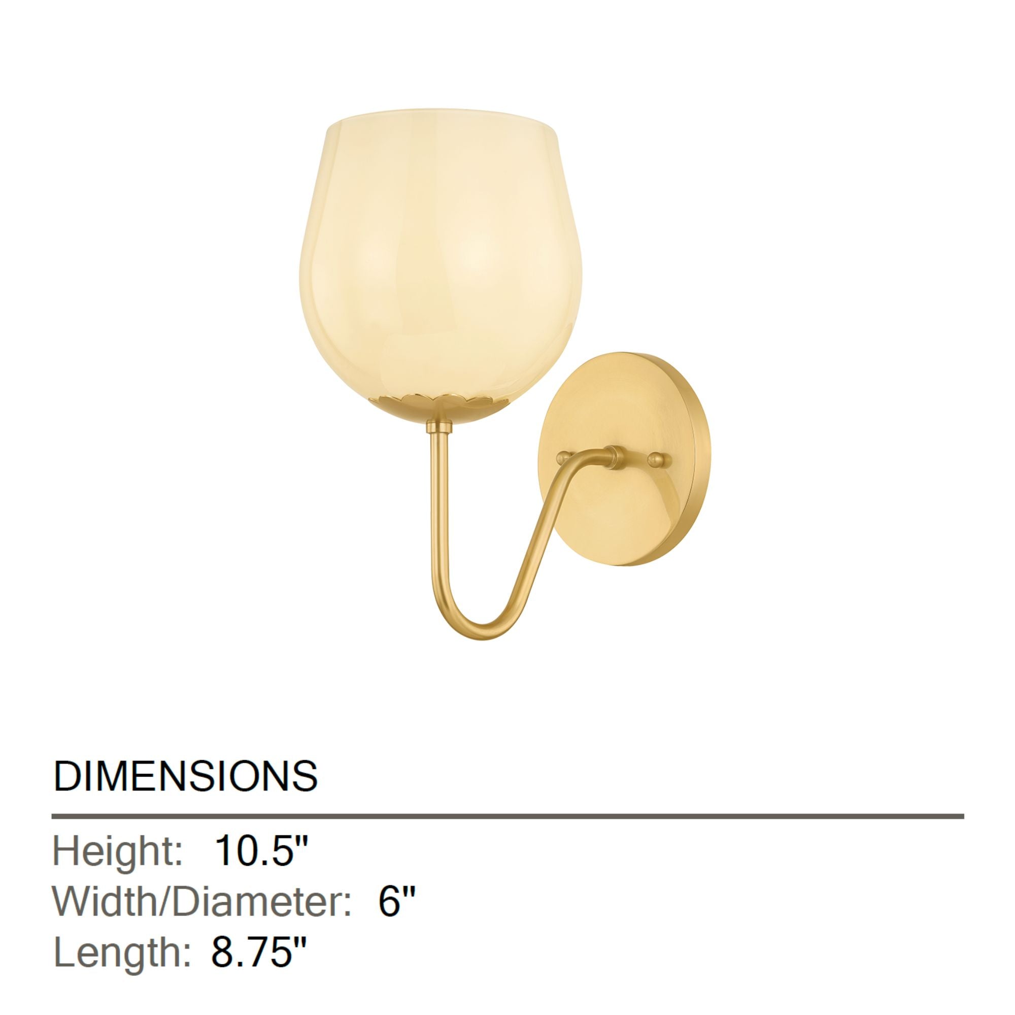 Mitzi Genevieve 10.5 in. Wall Sconce, Aged Brass with Cream Opal Glass