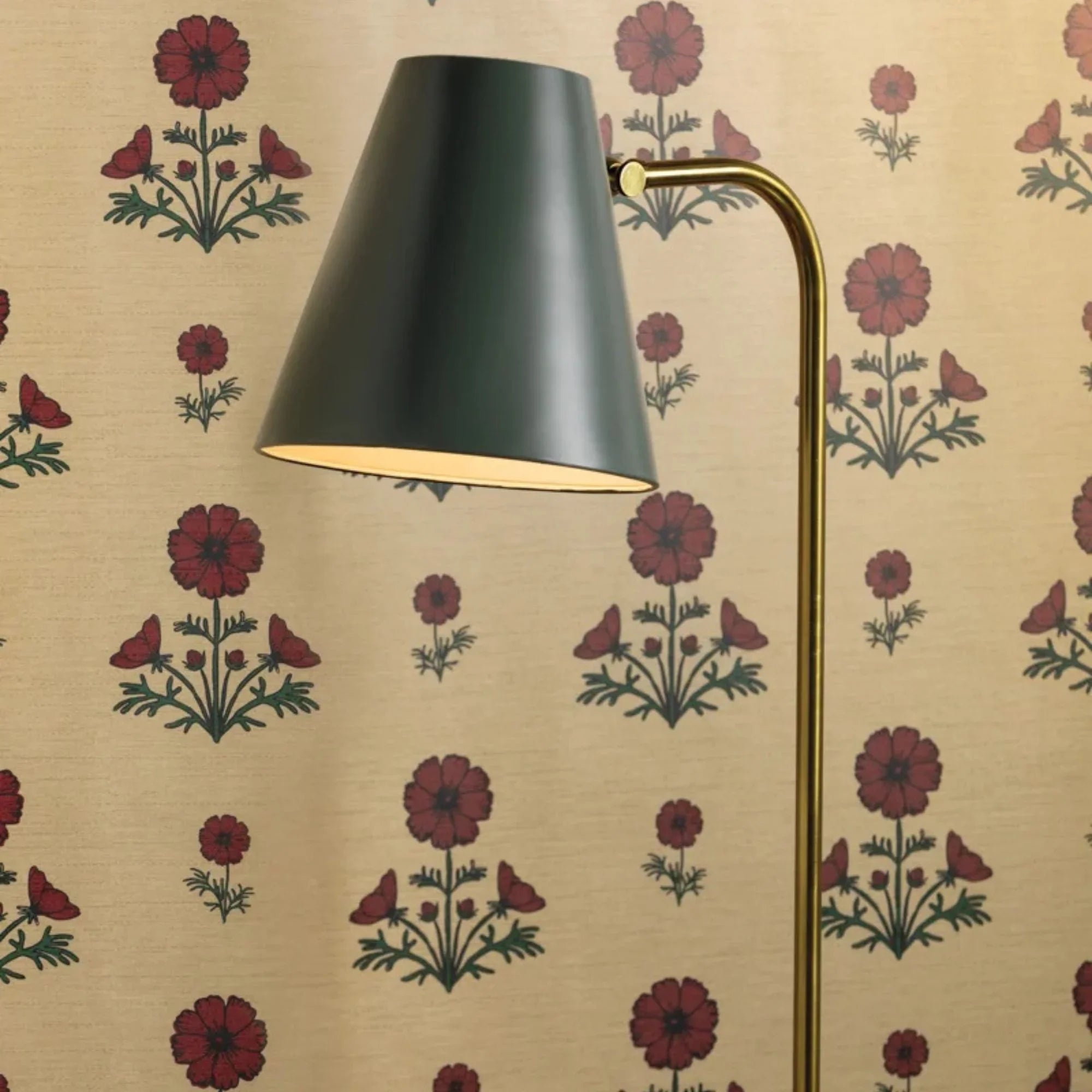 Georgann 52" Floor Lamp, Aged Brass/Soft Studio Green Finish