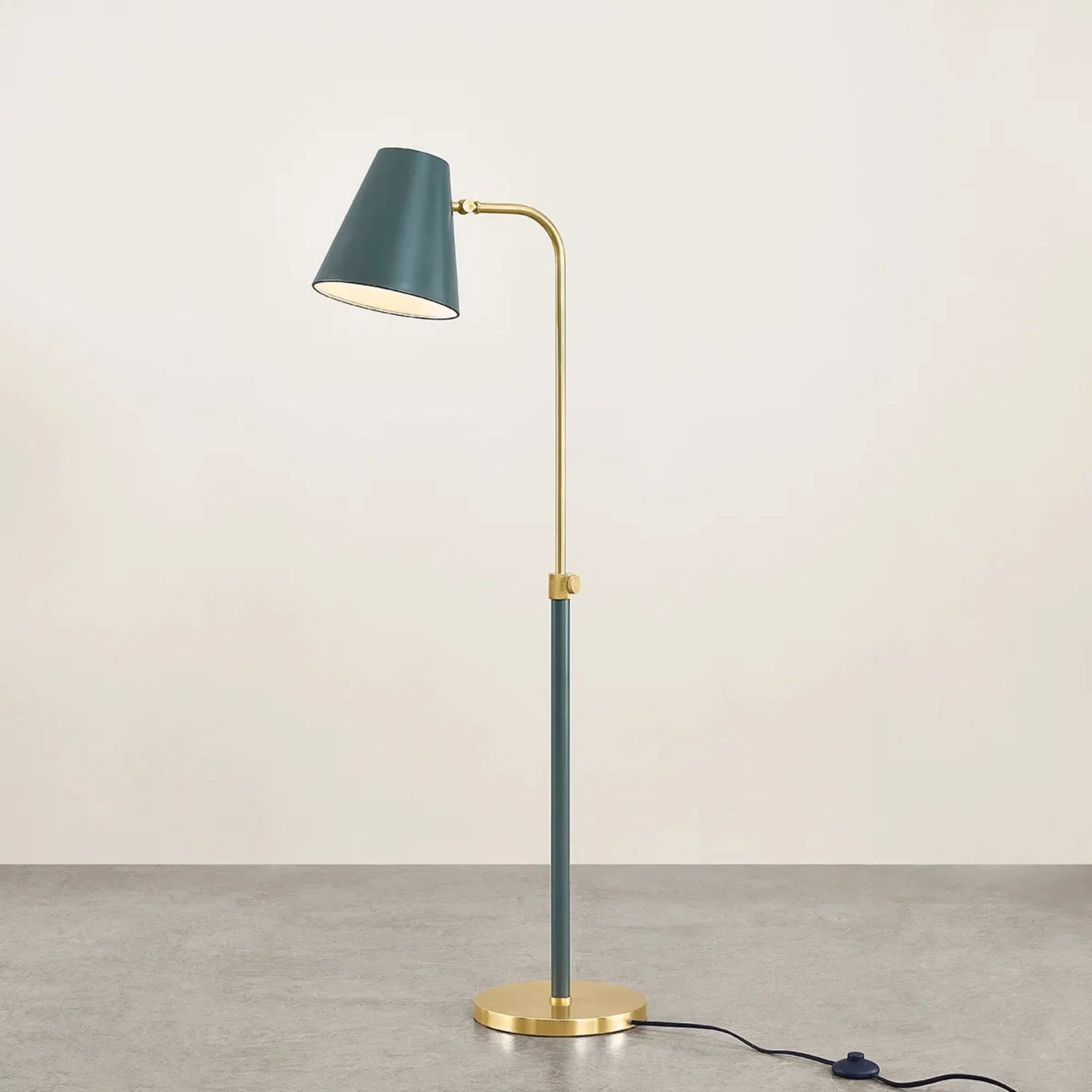 Georgann 52" Floor Lamp, Aged Brass/Soft Studio Green Finish