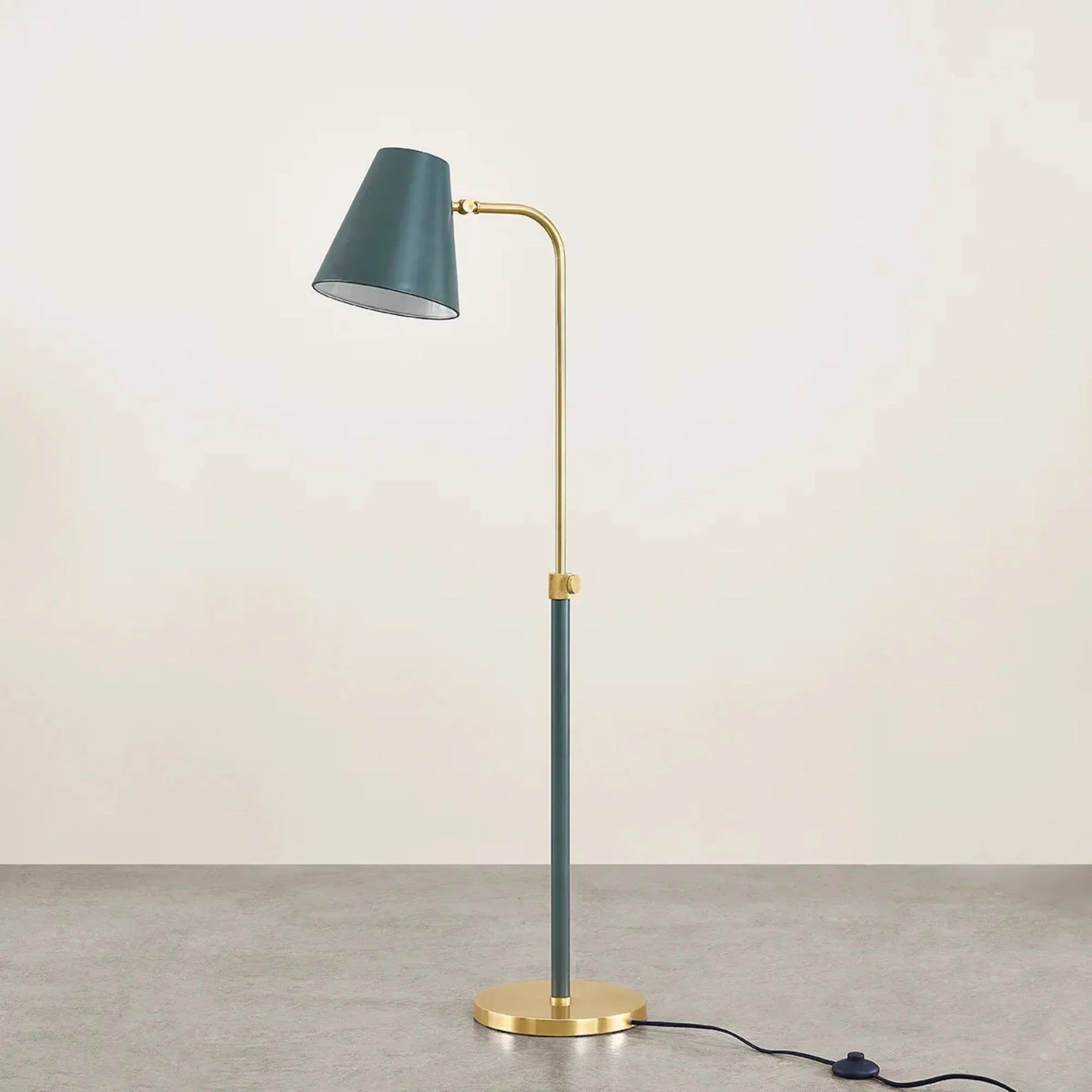 Georgann 52" Floor Lamp, Aged Brass/Soft Studio Green Finish