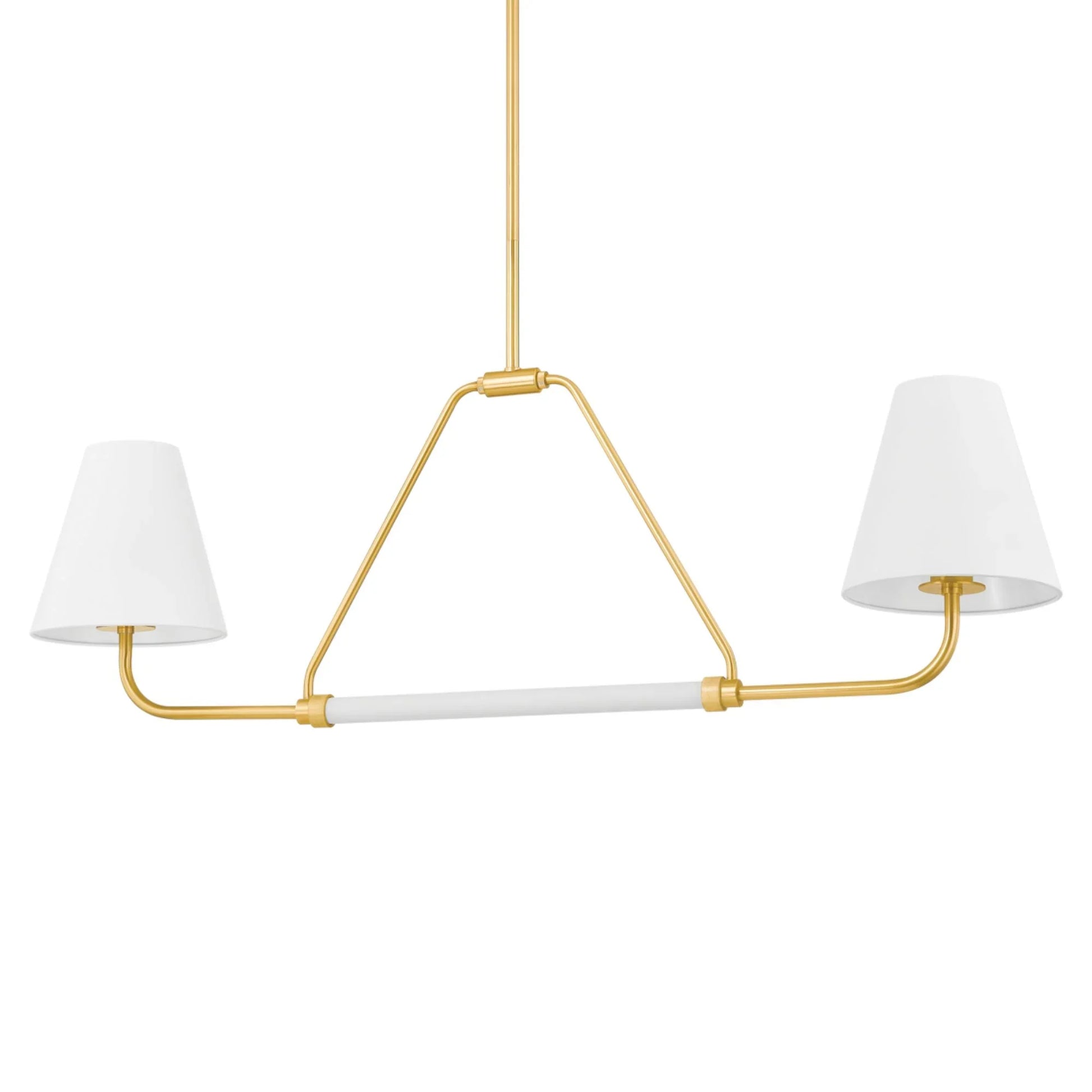 Mitzi - Georgann 48" 2-Light Linear Pendant, Aged Brass/Soft White Finish | Bees Lighting