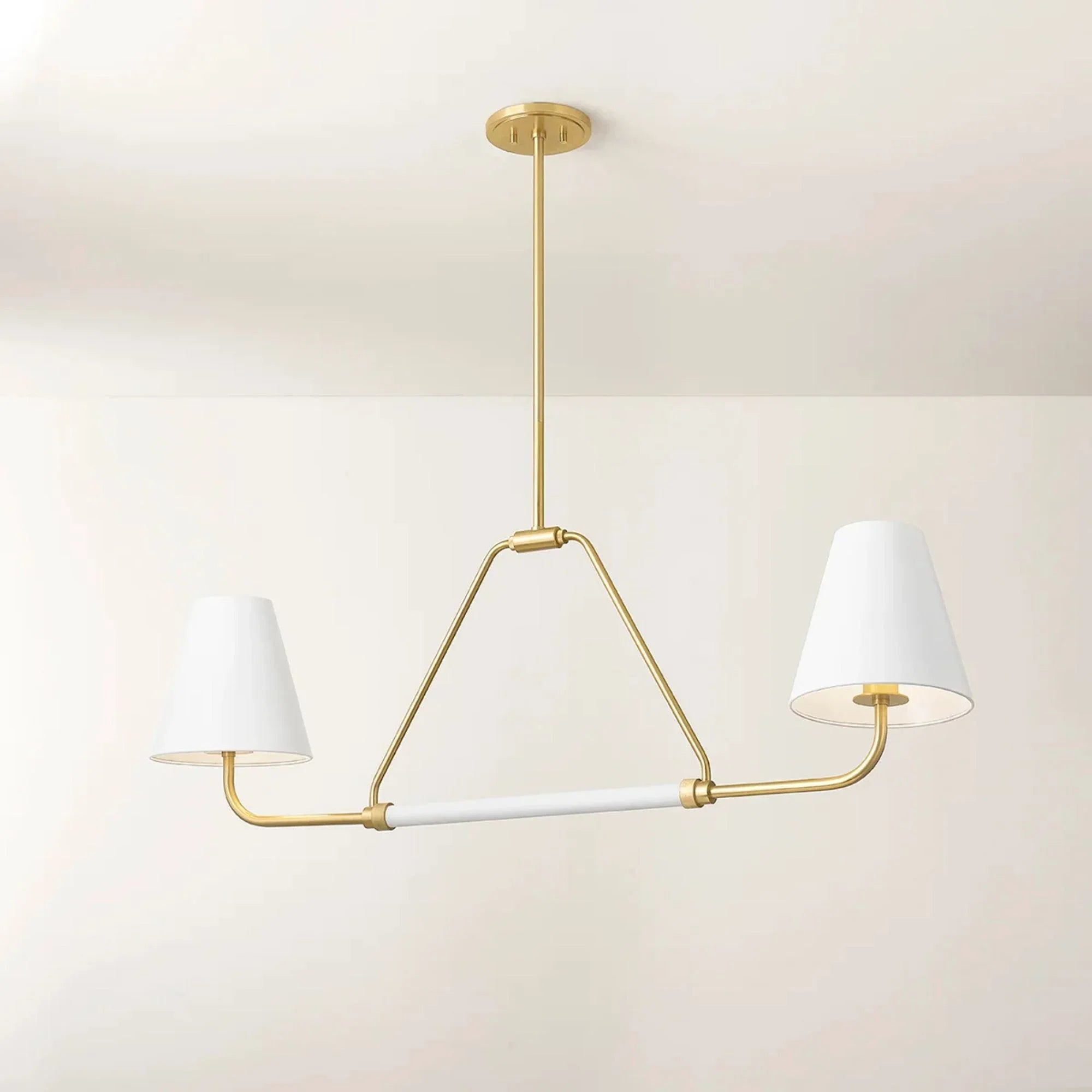 Mitzi - Georgann 48" 2-Light Linear Pendant, Aged Brass/Soft White Finish | Bees Lighting