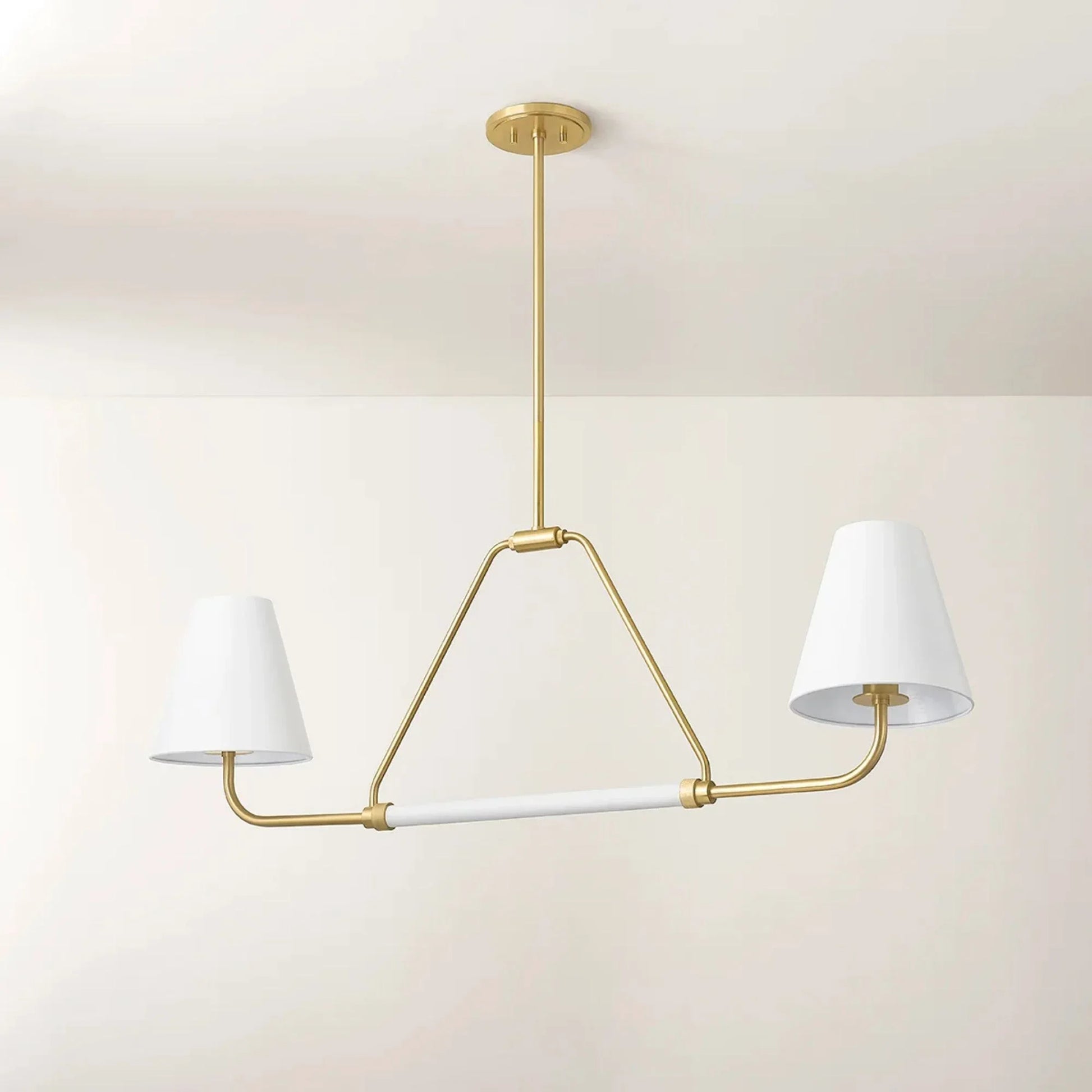 Mitzi - Georgann 48" 2-Light Linear Pendant, Aged Brass/Soft White Finish | Bees Lighting