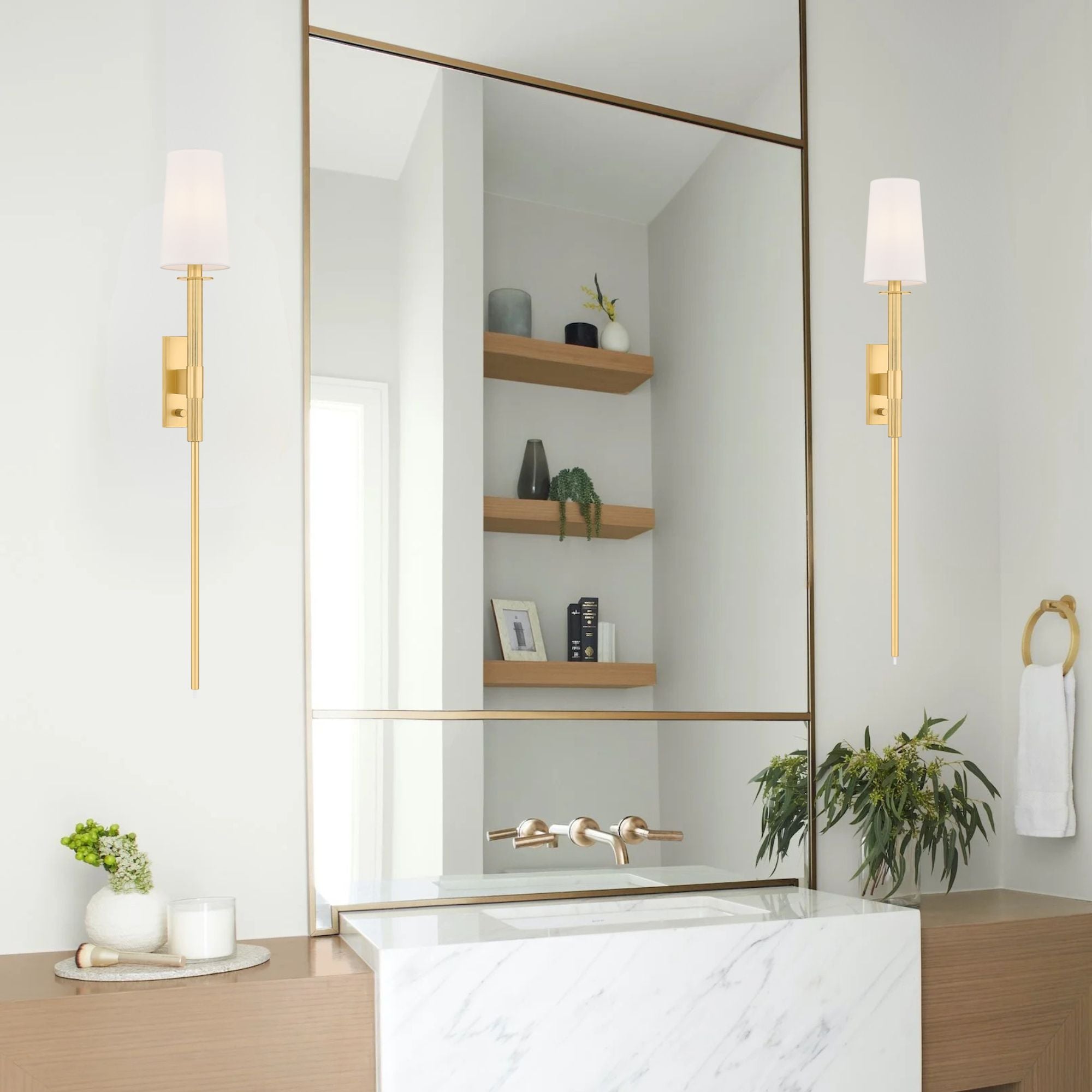 Ginny 43" Wall Sconce, Aged Brass Finish