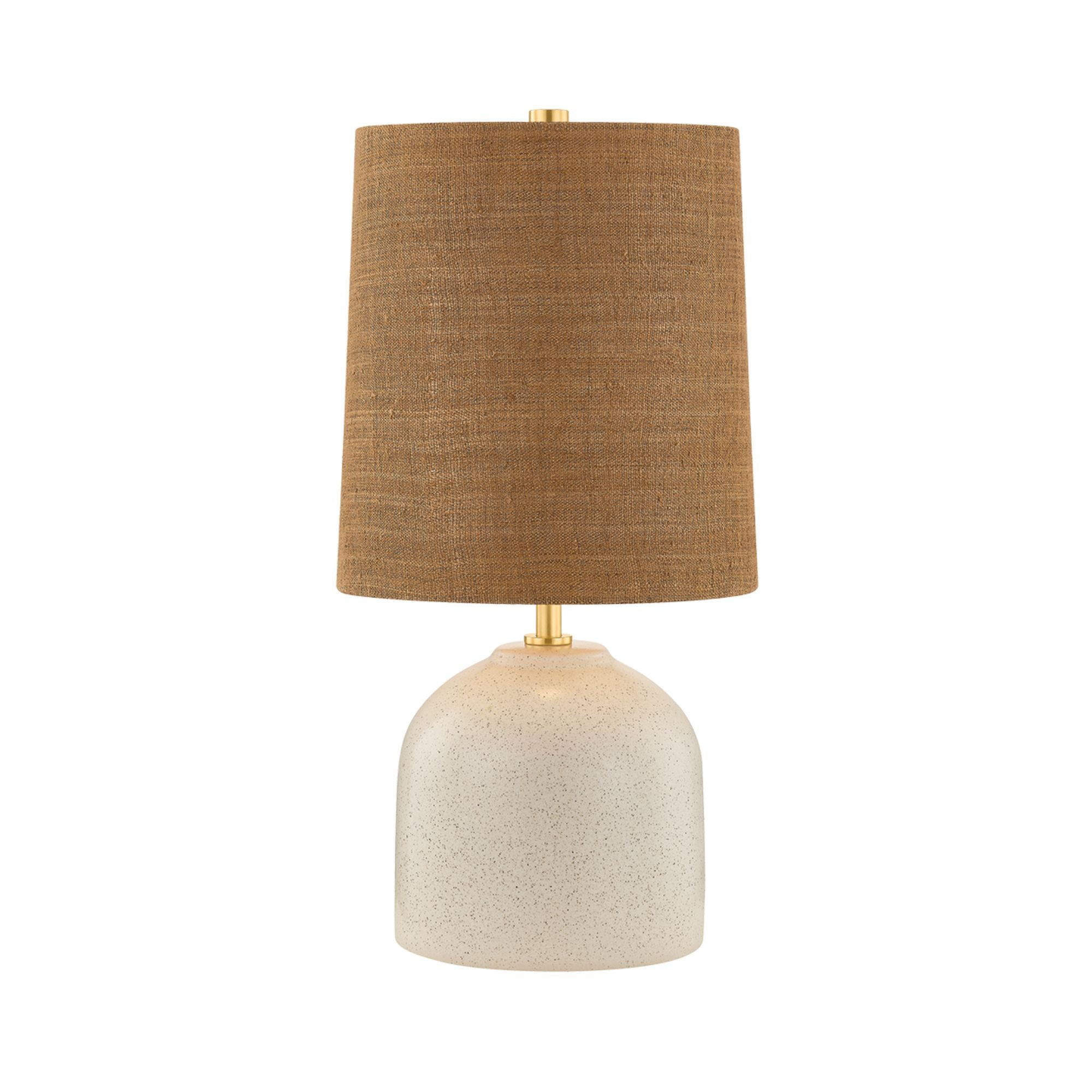 Mitzi Gladys 20 in. Table Lamp, Aged Brass with Ceramic Vanilla Bean & Handicraft Hemp Drum Shade