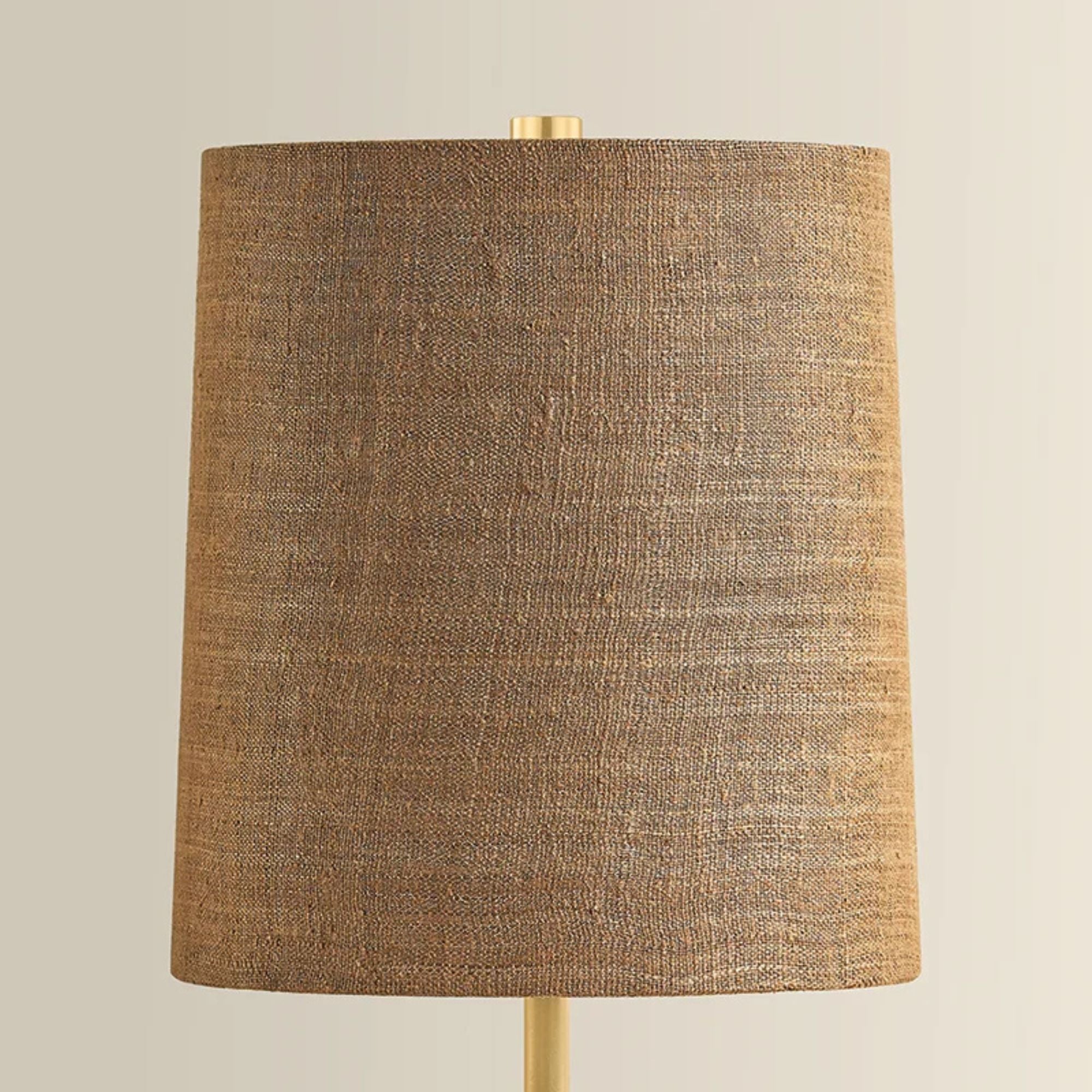 Mitzi Gladys 20 in. Table Lamp, Aged Brass with Ceramic Vanilla Bean & Handicraft Hemp Drum Shade