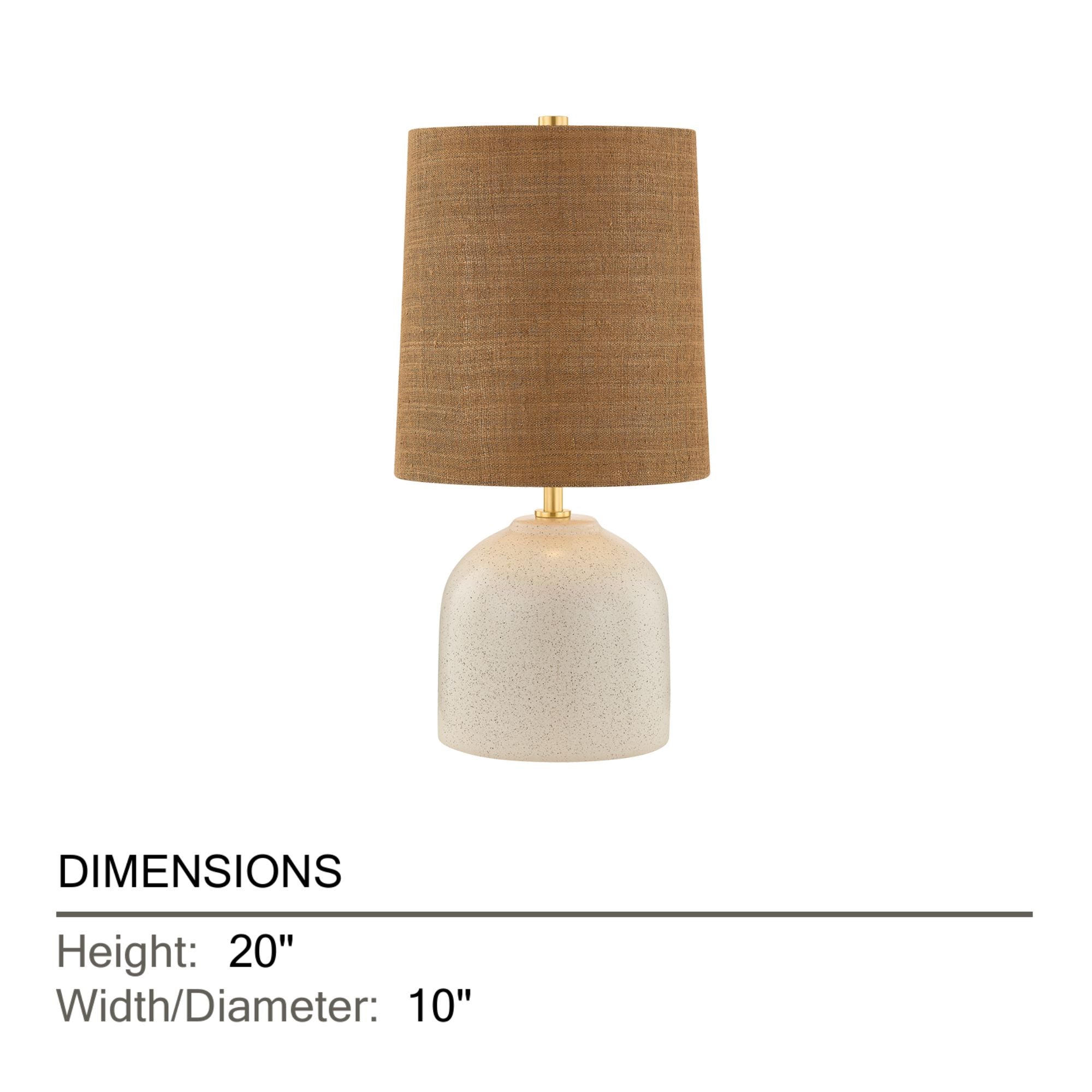 Mitzi Gladys 20 in. Table Lamp, Aged Brass with Ceramic Vanilla Bean & Handicraft Hemp Drum Shade