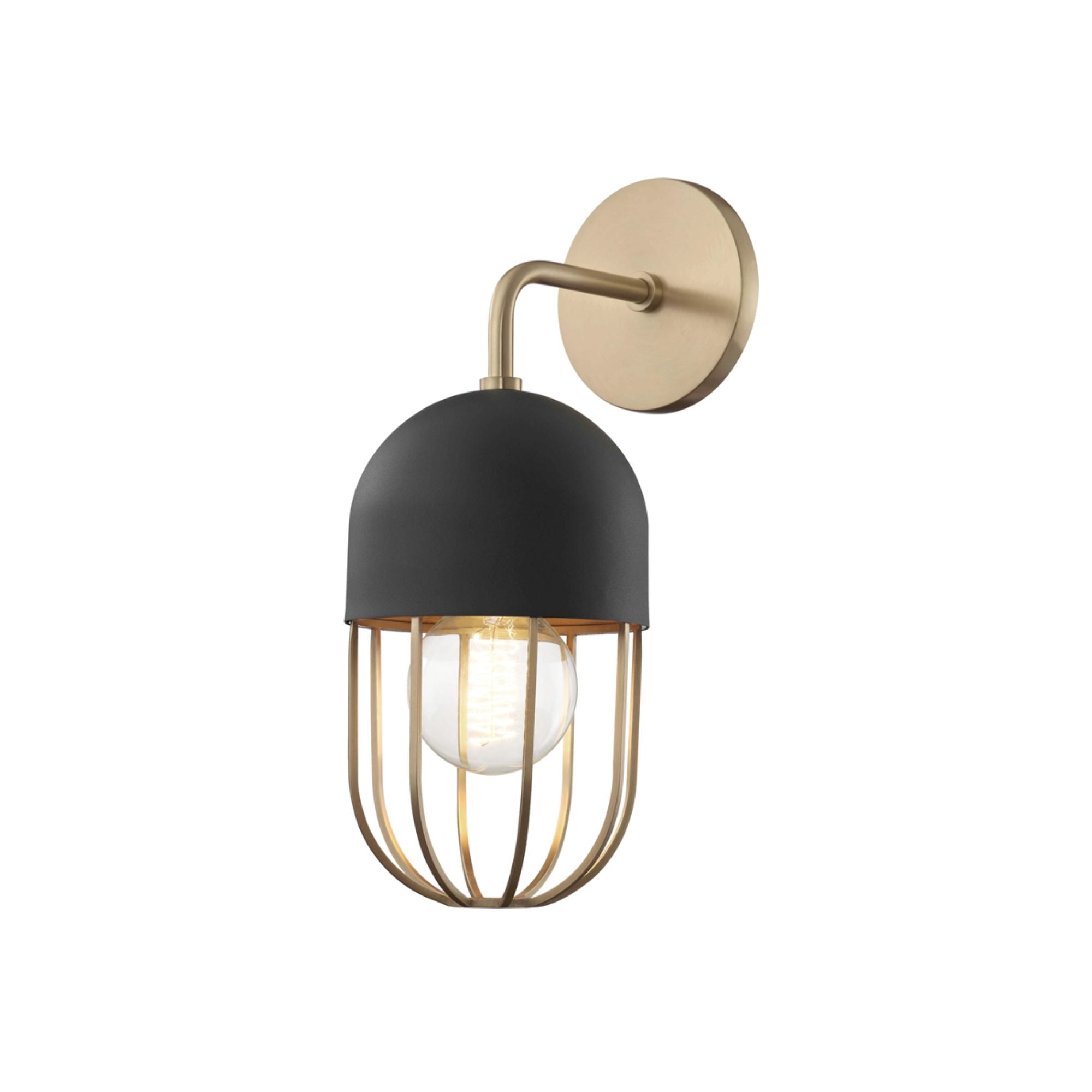 Haley 14" Wall Sconce, Aged Brass/Black Finish