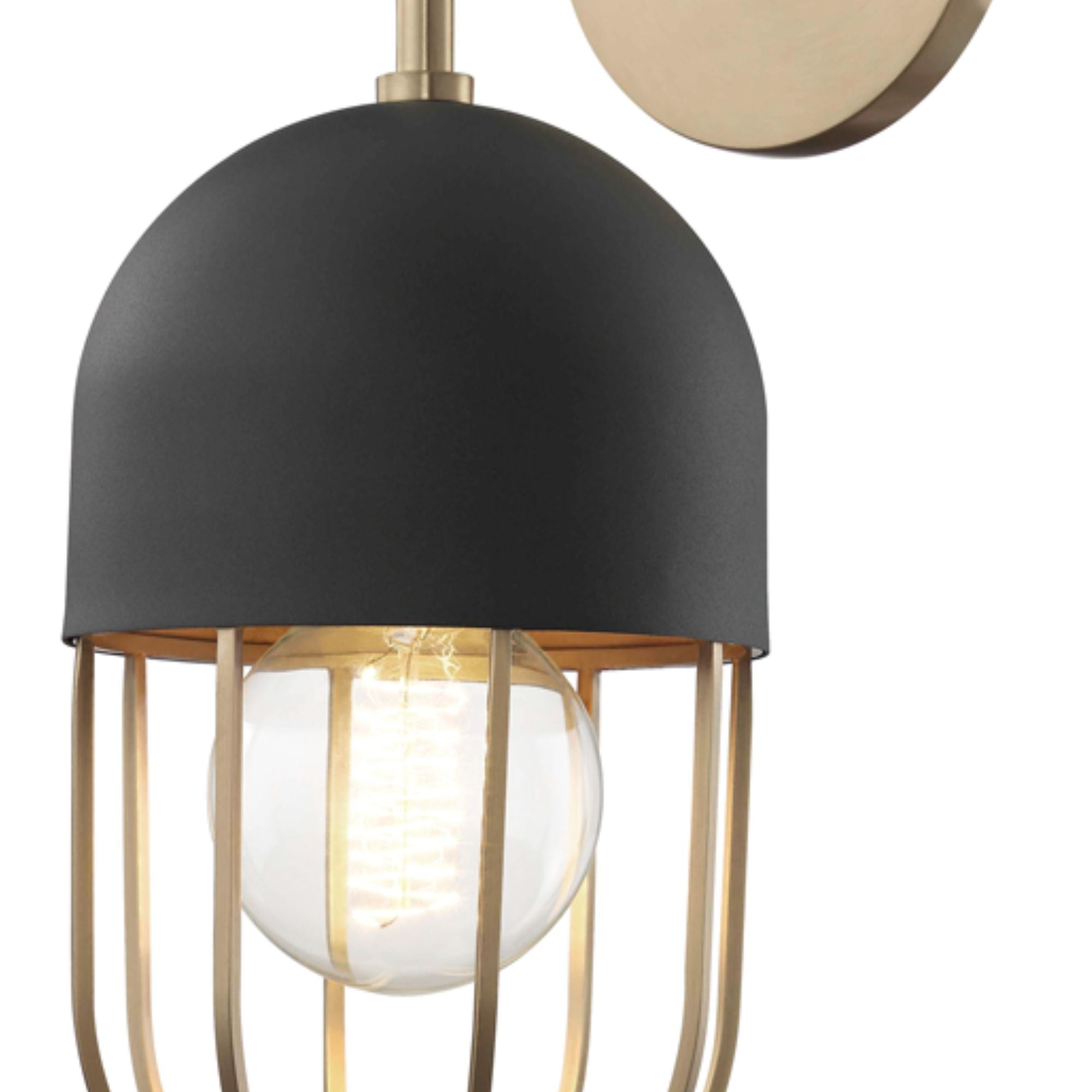 Haley 14" Wall Sconce, Aged Brass/Black Finish