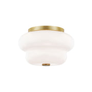 Mitzi Hazel 11 in. 2-Light Flush Mount, Aged Brass