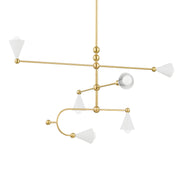 Hikari 43" 6-Light Chandelier, Aged Brass/Soft White Finish