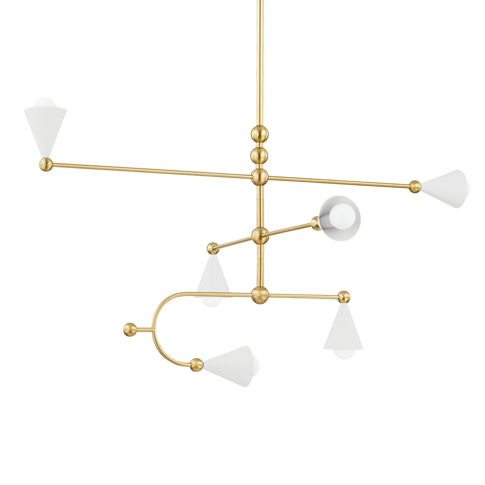 Hikari 43" 6-Light Chandelier, Aged Brass/Soft White Finish