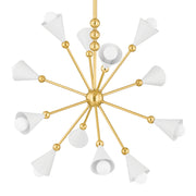 Hikari 28" 12-Light Chandelier, Aged Brass/Soft White Finish