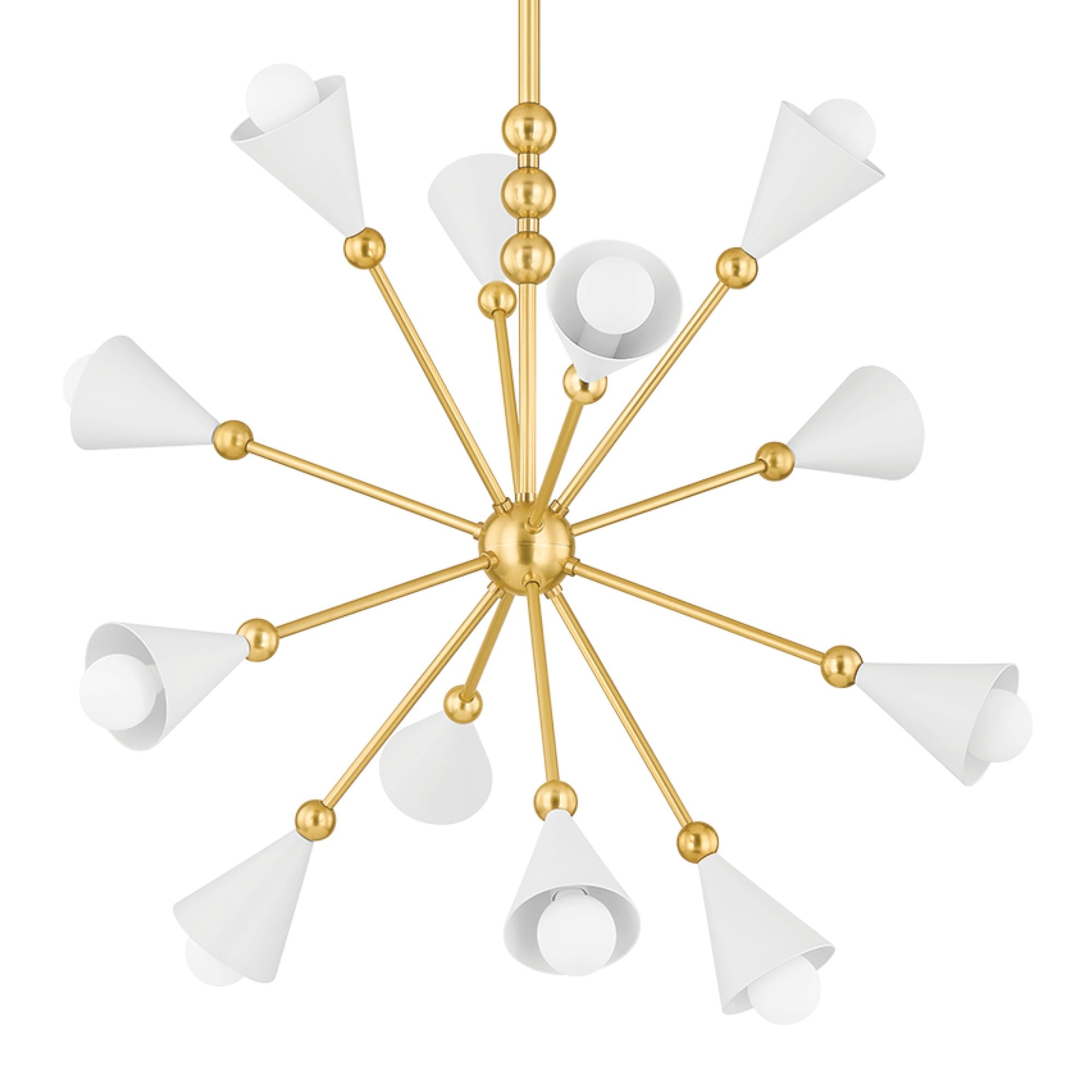 Hikari 28" 12-Light Chandelier, Aged Brass/Soft White Finish