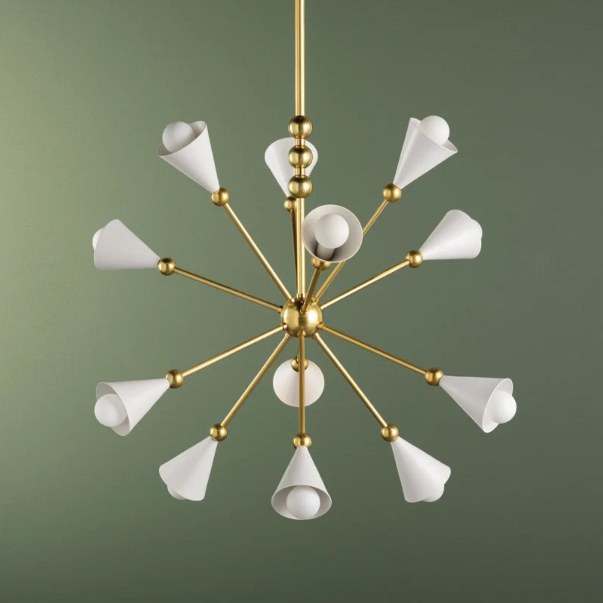 Hikari 28" 12-Light Chandelier, Aged Brass/Soft White Finish