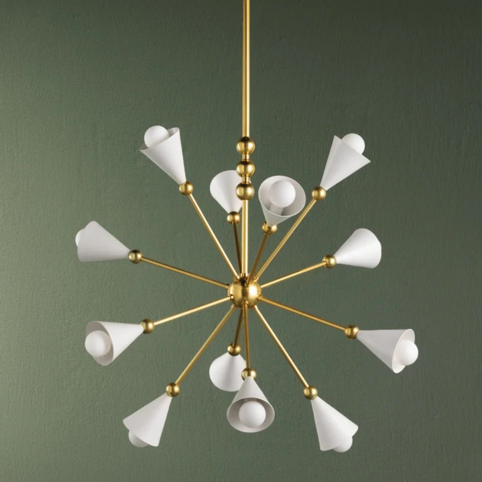 Hikari 28" 12-Light Chandelier, Aged Brass/Soft White Finish