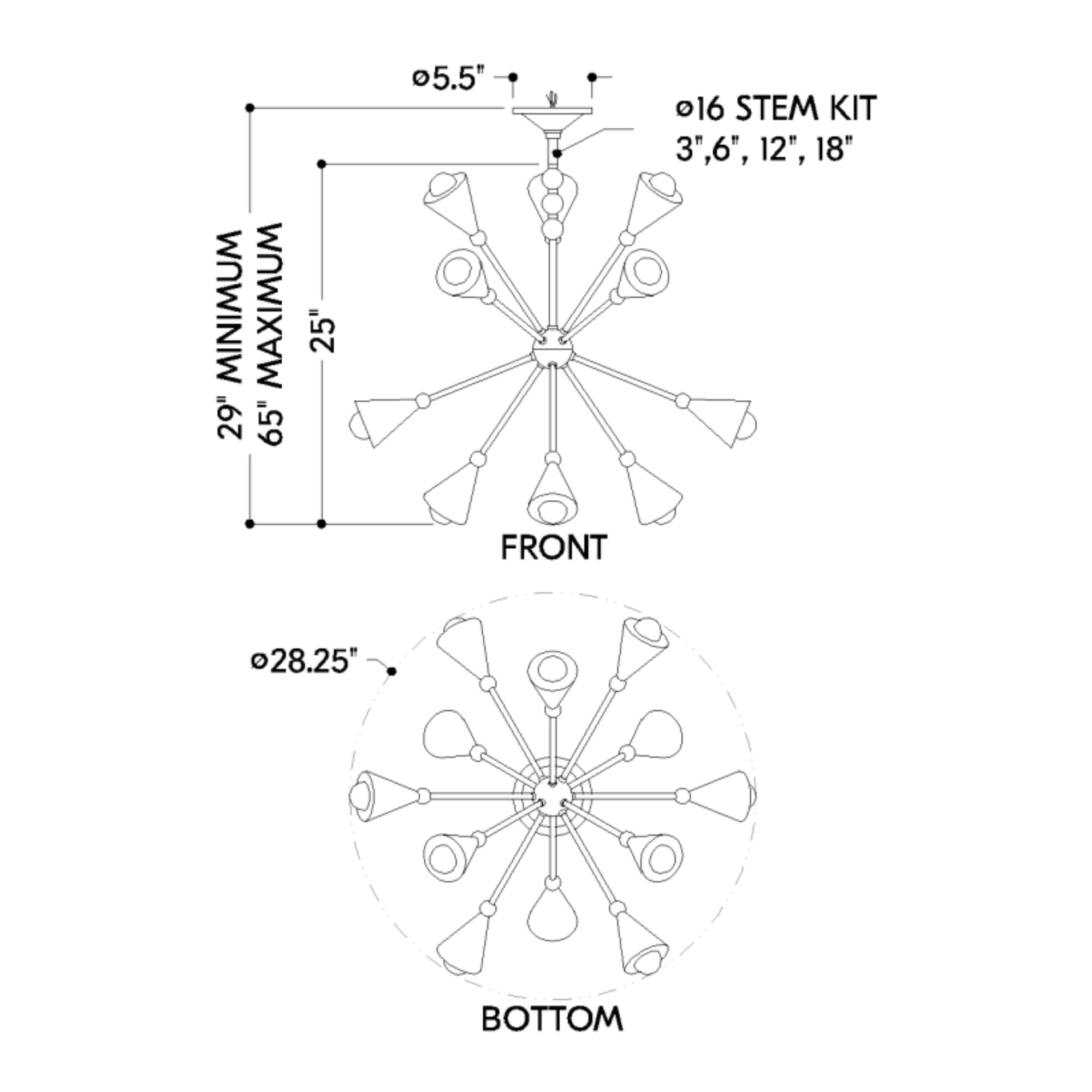 Hikari 28" 12-Light Chandelier, Aged Brass/Soft White Finish