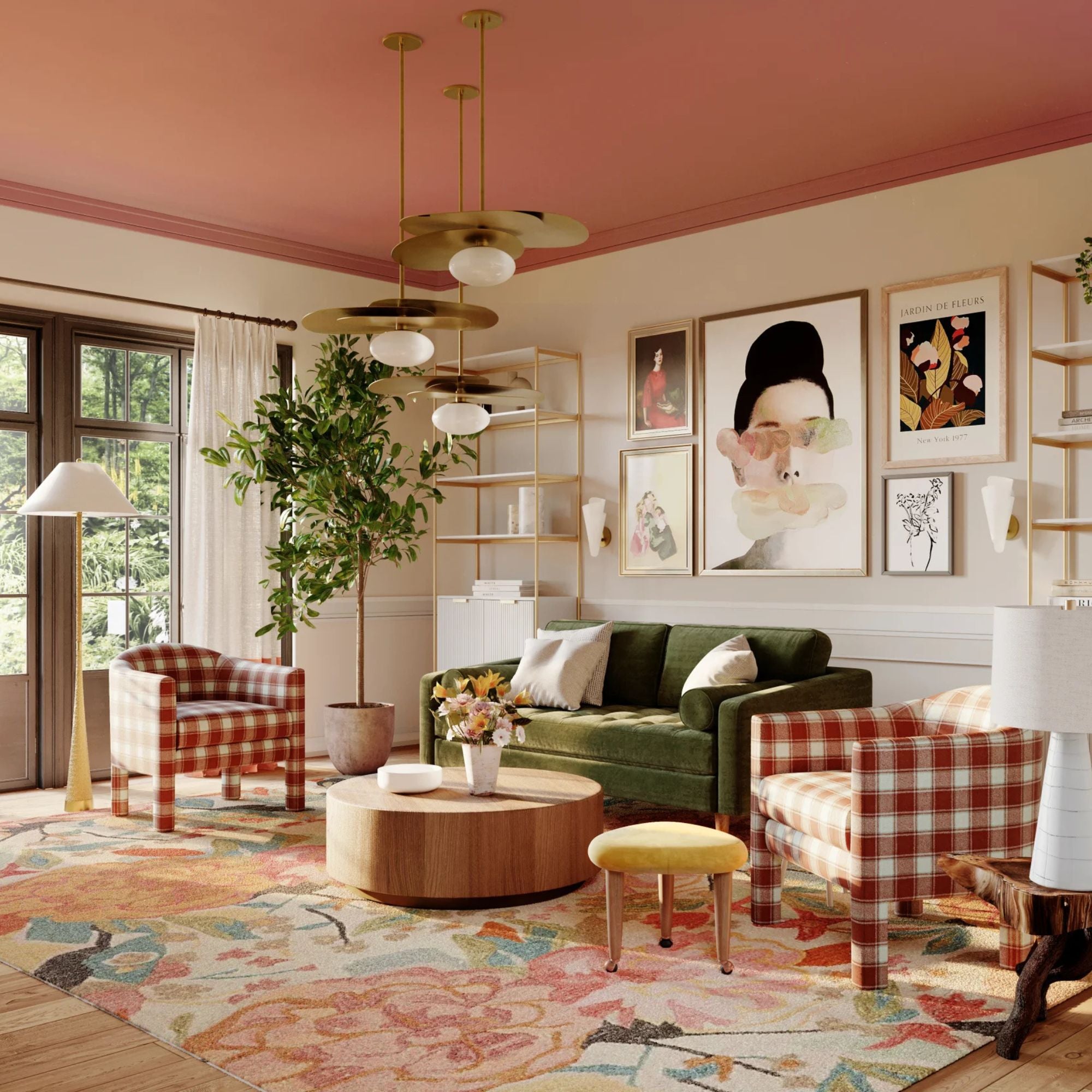 Indie 64" Floor Lamp, Aged Brass Finish