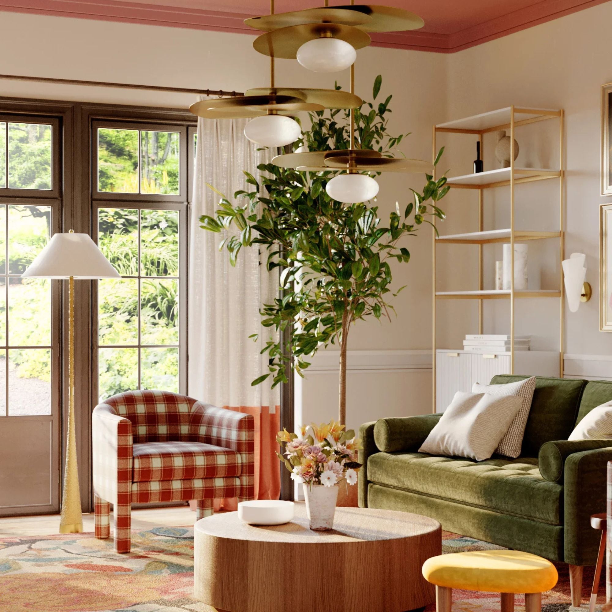 Indie 64" Floor Lamp, Aged Brass Finish