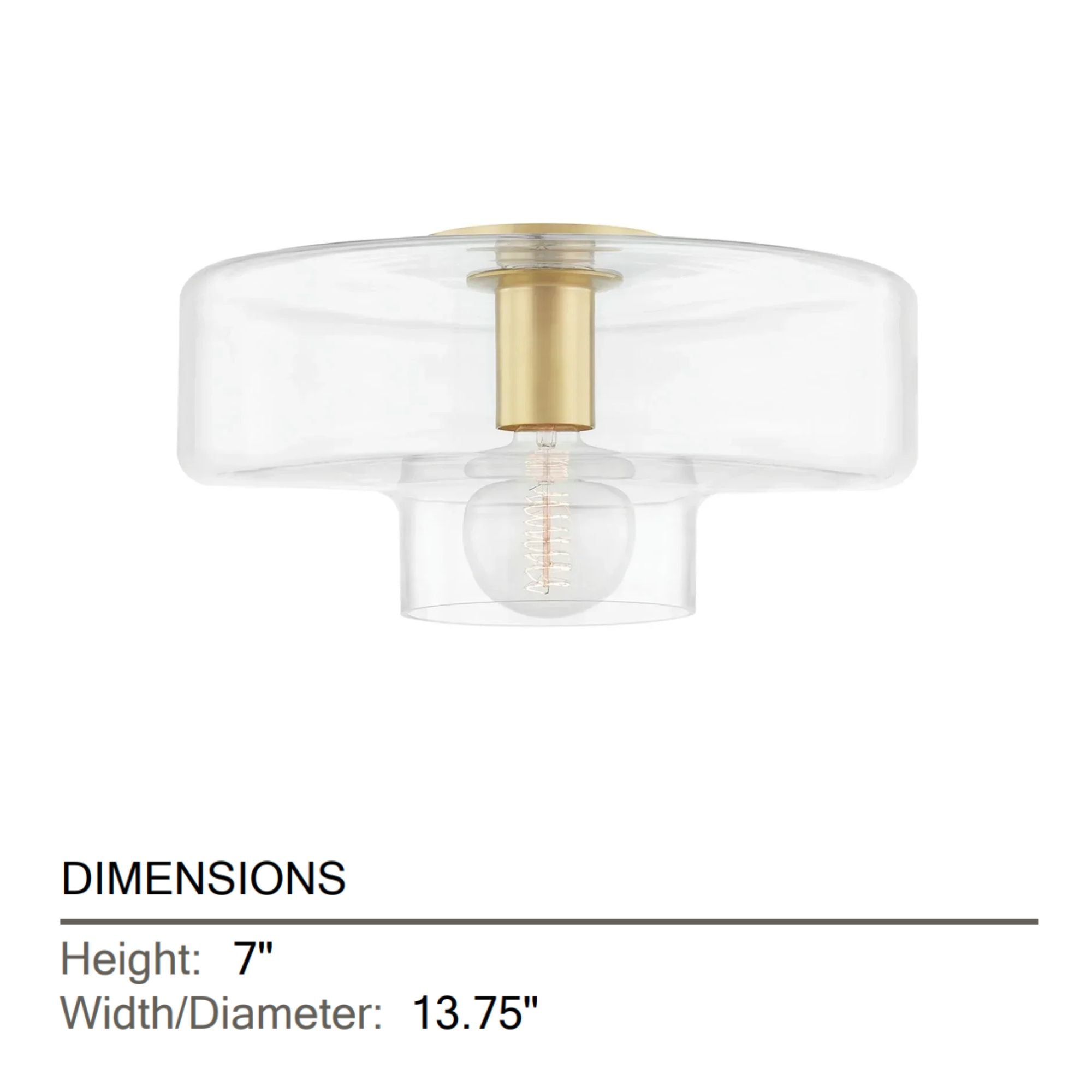 Iona 14" Flush Mount, Aged Brass Finish