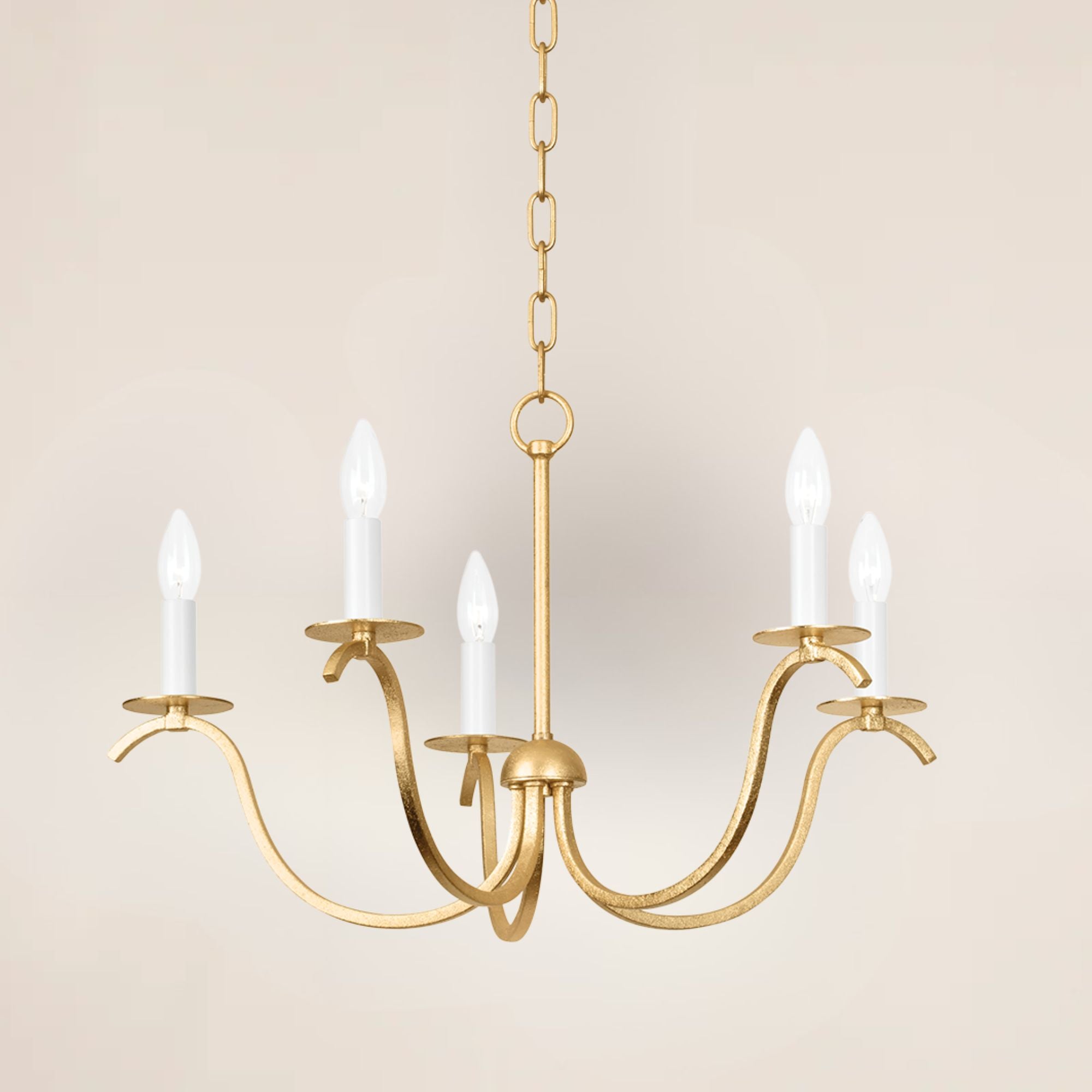 Jaclin 26" 5-Light Chandelier, Gold Leaf Finish