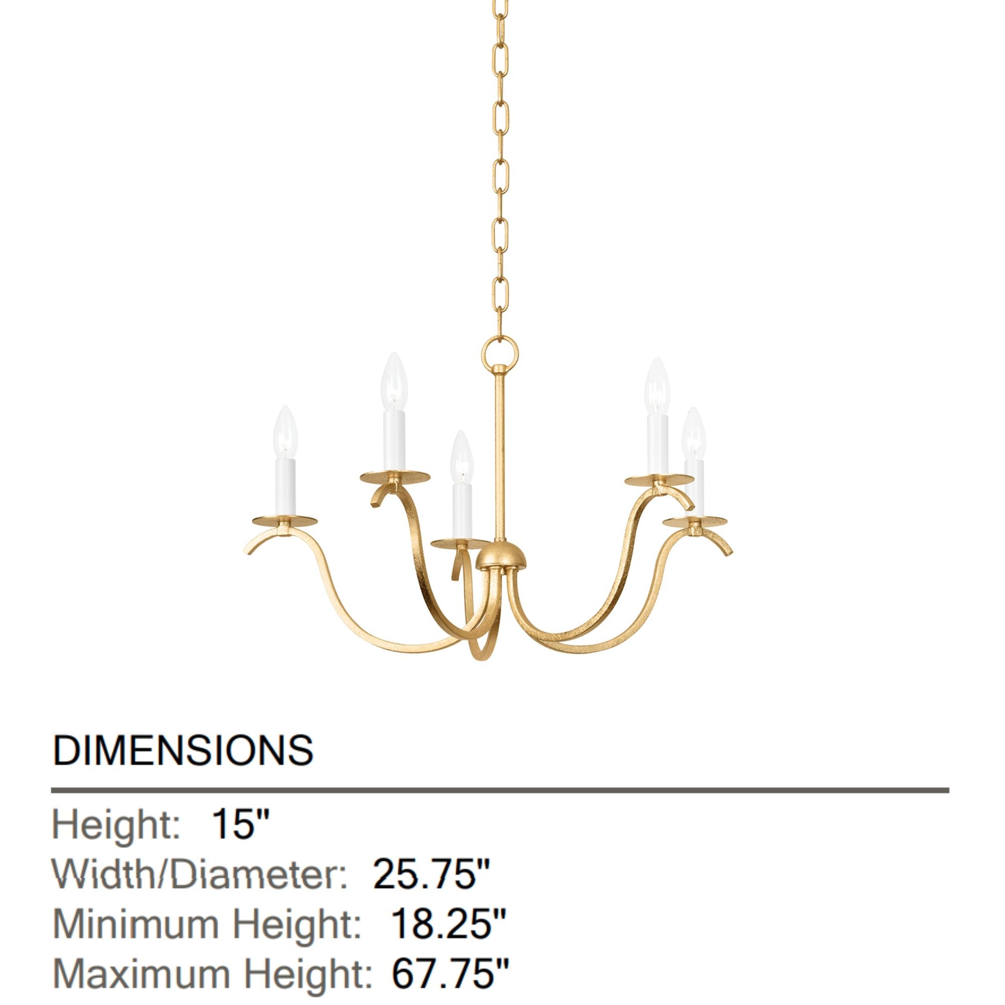 Jaclin 26" 5-Light Chandelier, Gold Leaf Finish