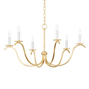 Jaclin 35" 6-Light Chandelier, Gold Leaf Finish