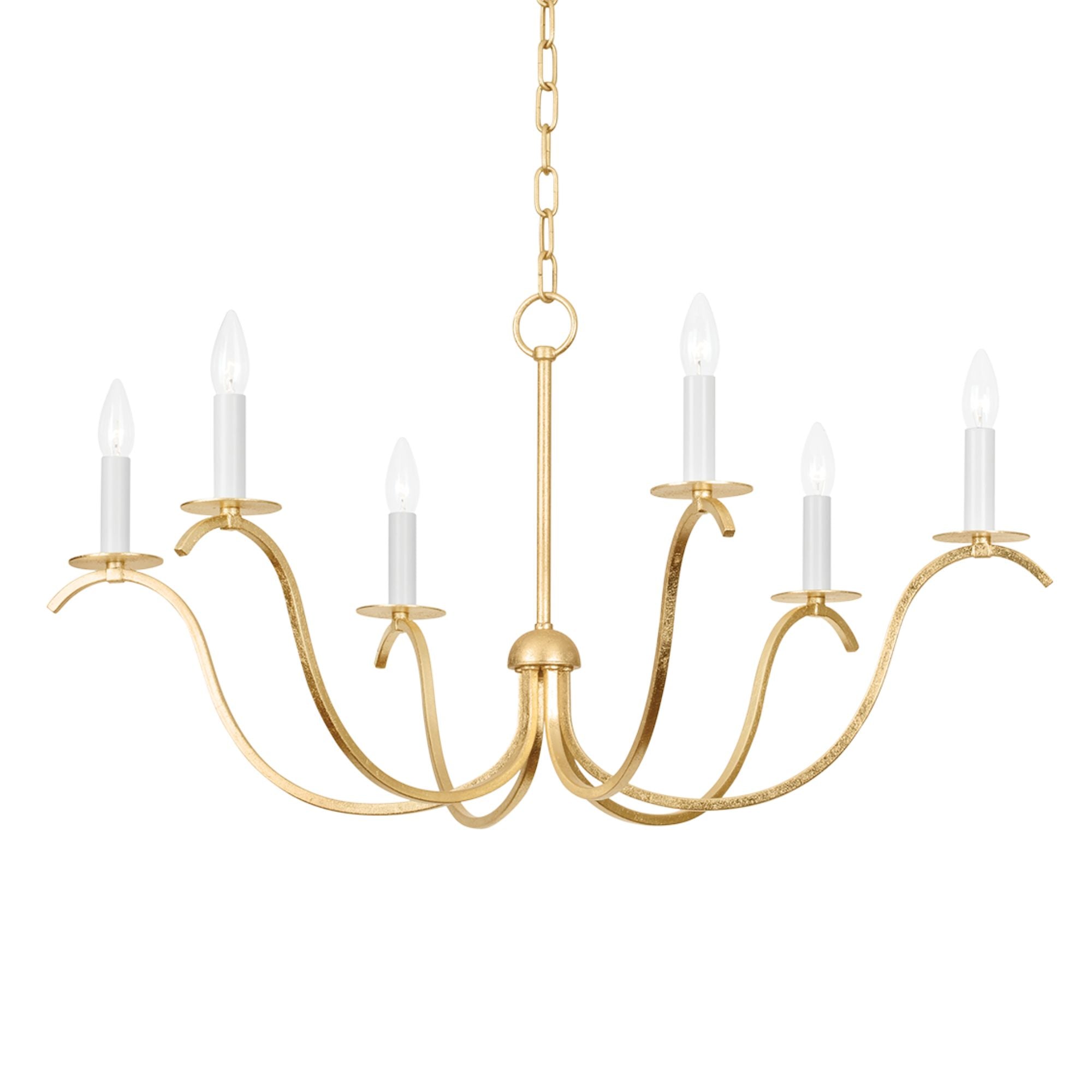 Jaclin 35" 6-Light Chandelier, Gold Leaf Finish