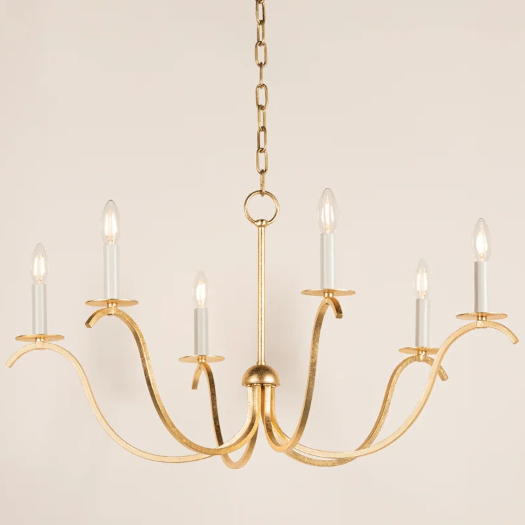 Jaclin 35" 6-Light Chandelier, Gold Leaf Finish