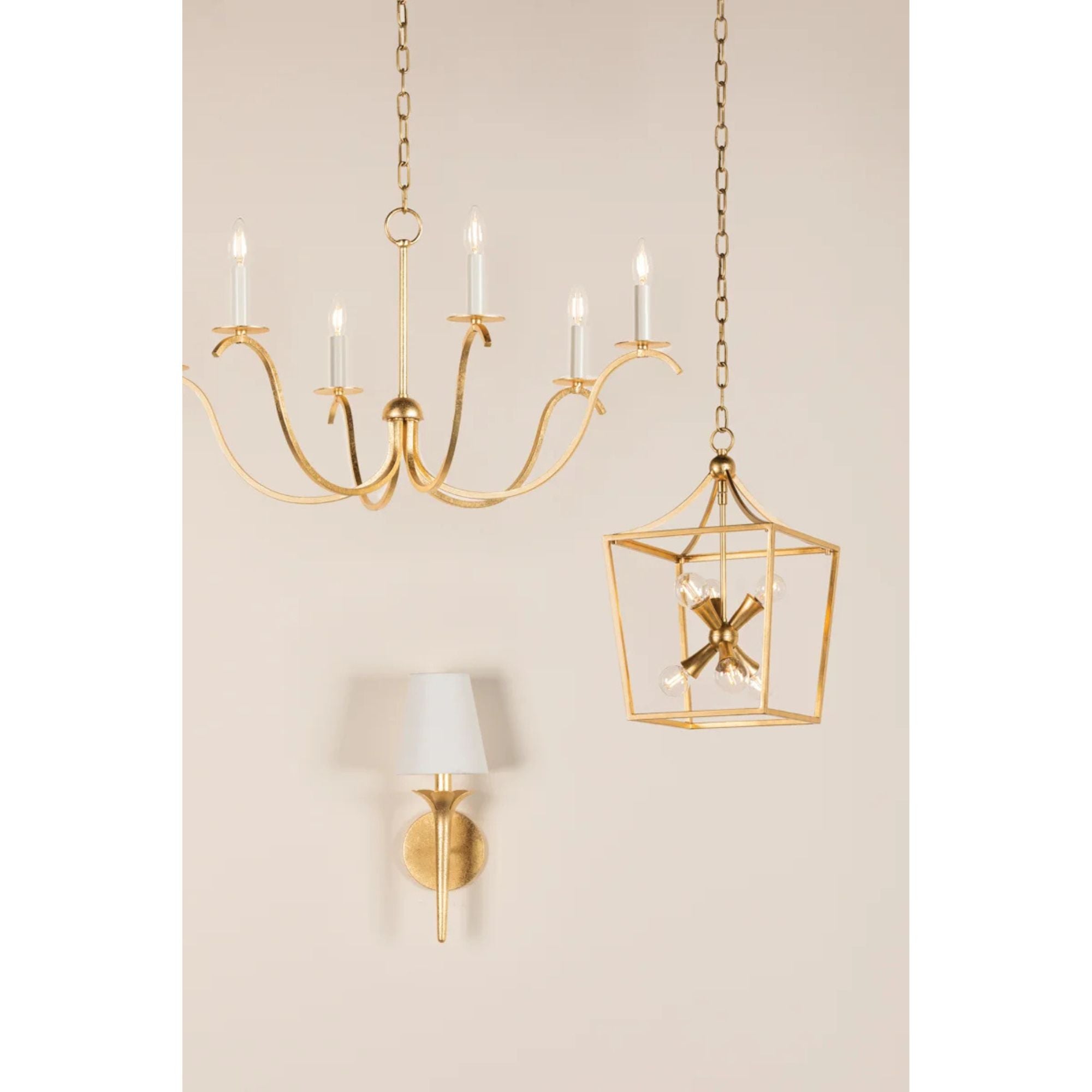 Jaclin 35" 6-Light Chandelier, Gold Leaf Finish