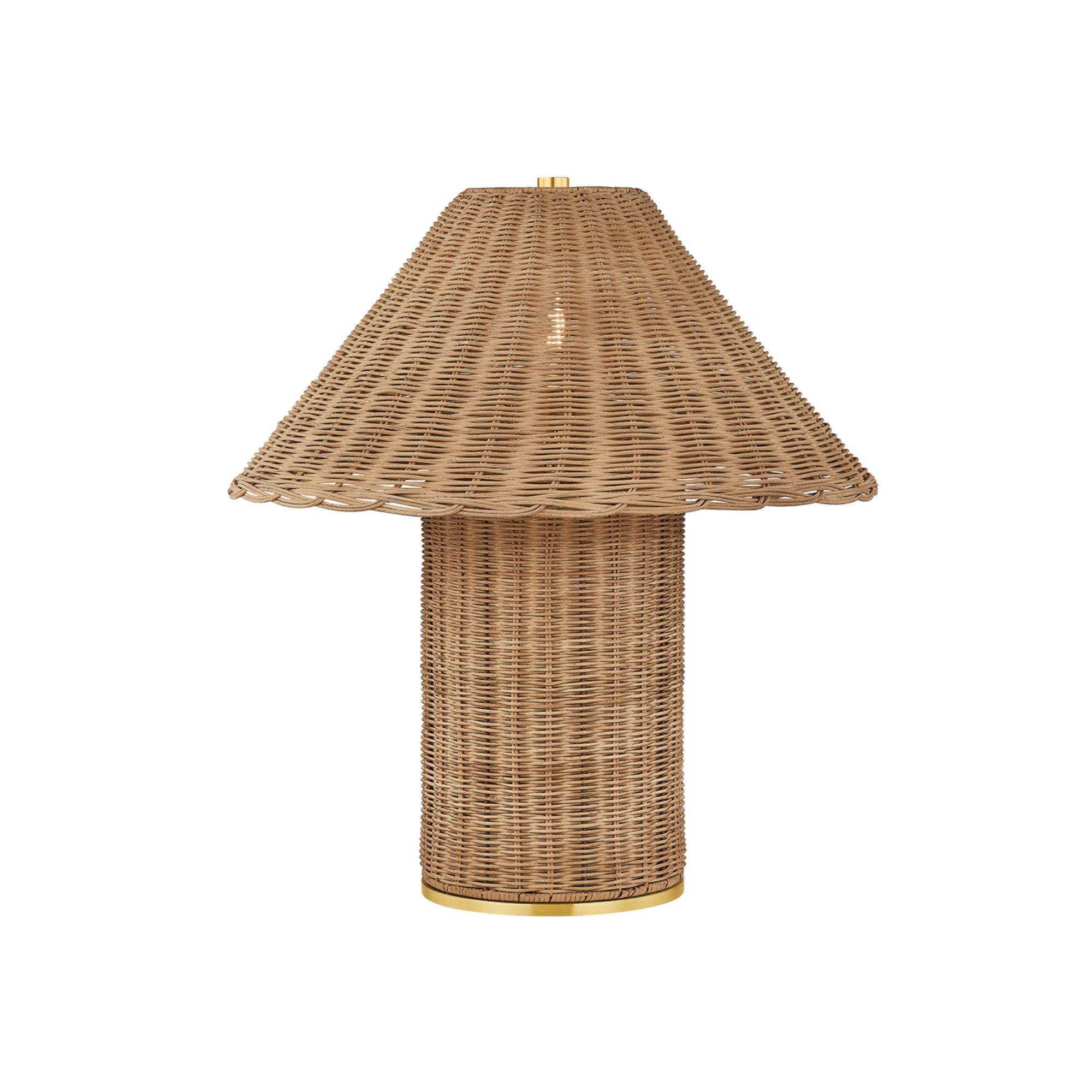 Mitzi Jeanette Table Lamp, 21.5 in. Height, Aged Brass with Natural Woven Shade