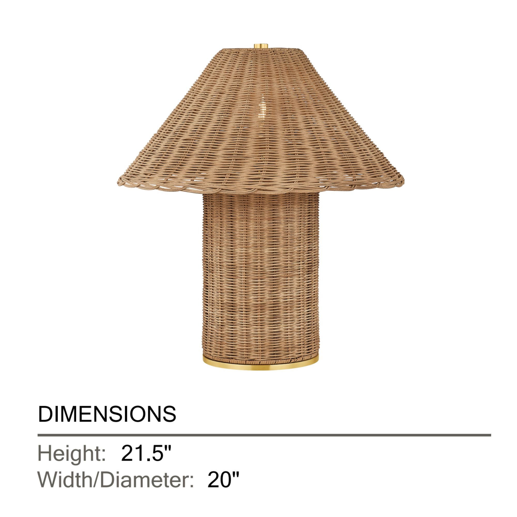 Mitzi Jeanette Table Lamp, 21.5 in. Height, Aged Brass with Natural Woven Shade
