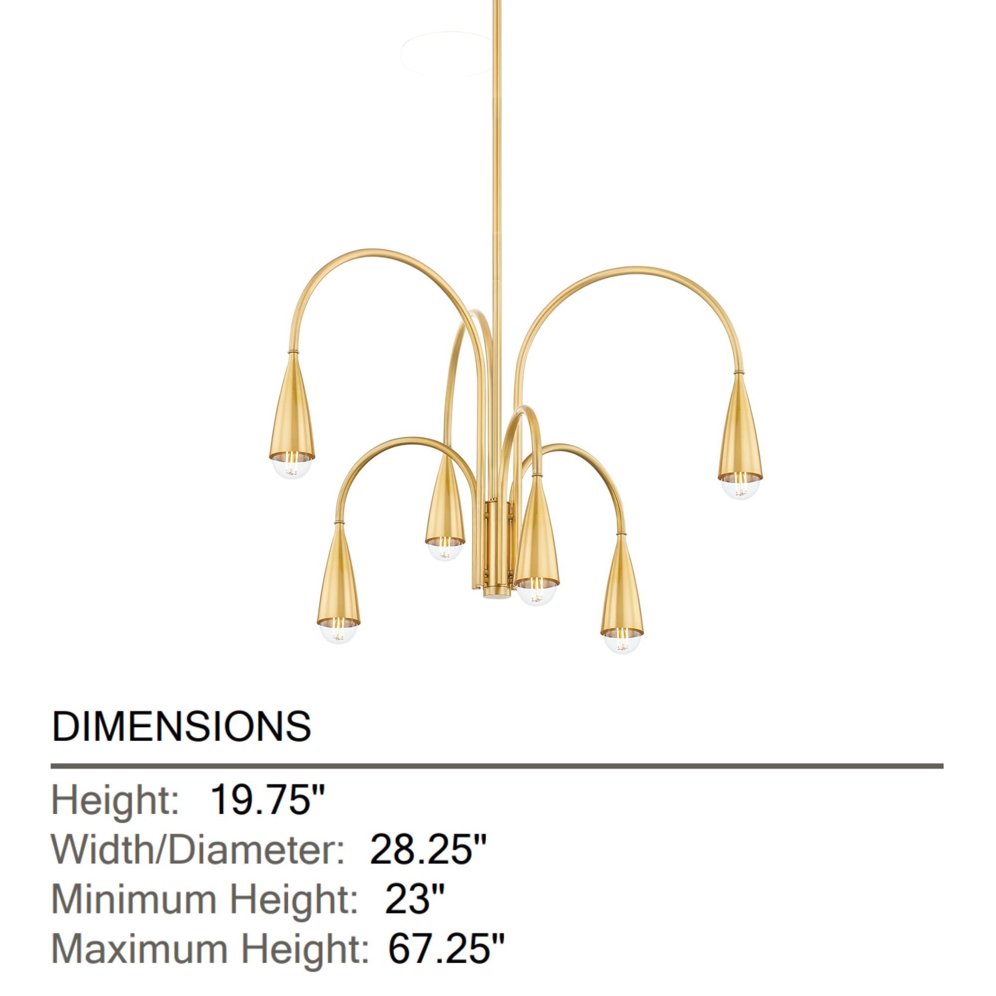 Jenica 28" 6-Light Chandelier, Aged Brass Finish
