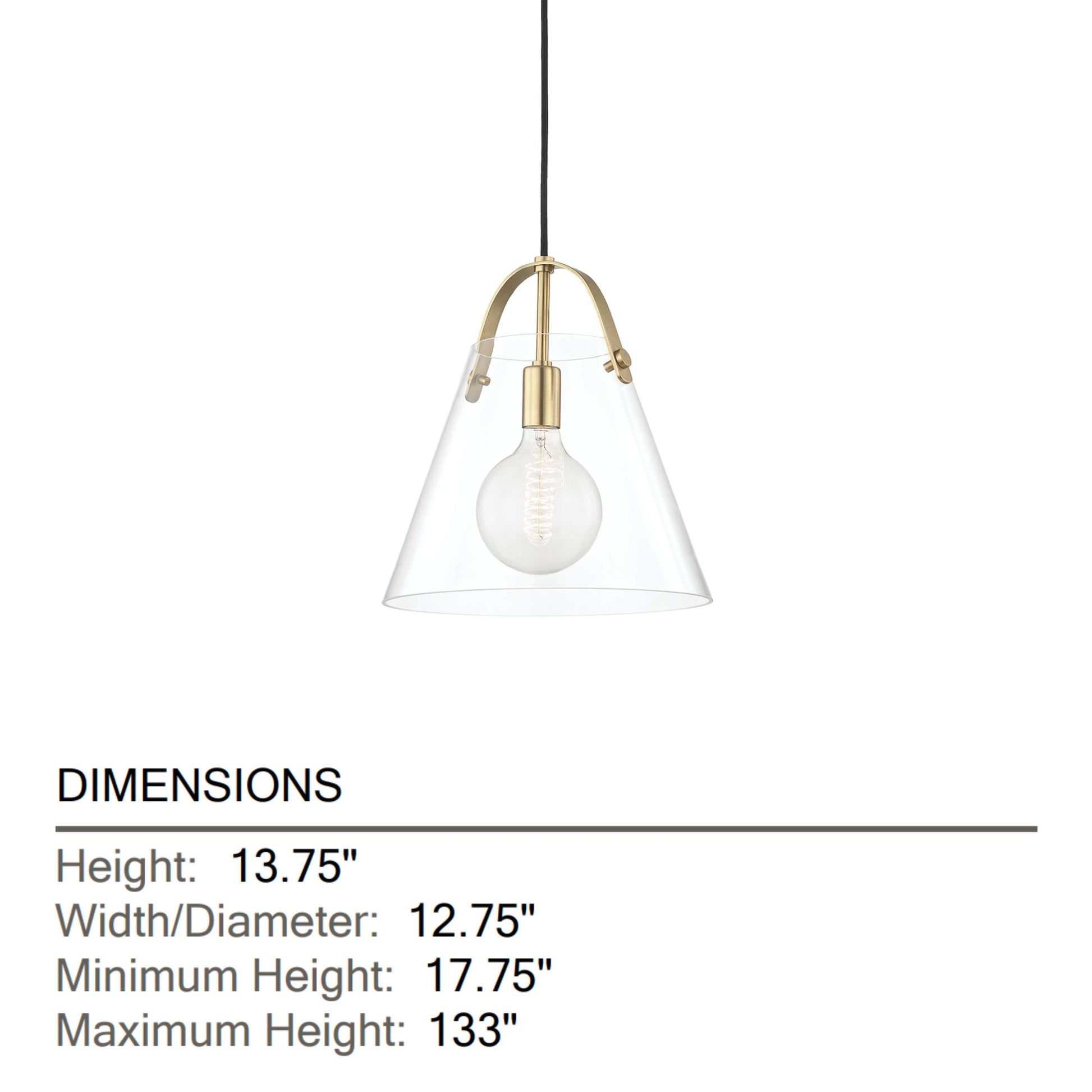Mitzi - Karin 13" Pendant Light Brass Finish | Bees Lighting