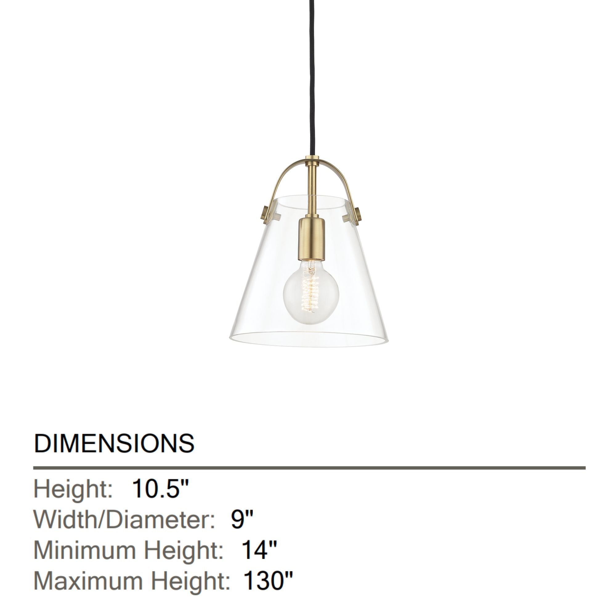Mitzi - Karin 9" Pendant Light Brass Finish | Bees Lighting
