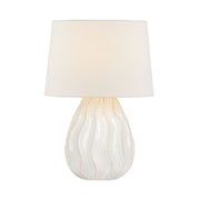 Karla 21" Table Lamp, Aged Brass/Ceramic Sea Salt Finish