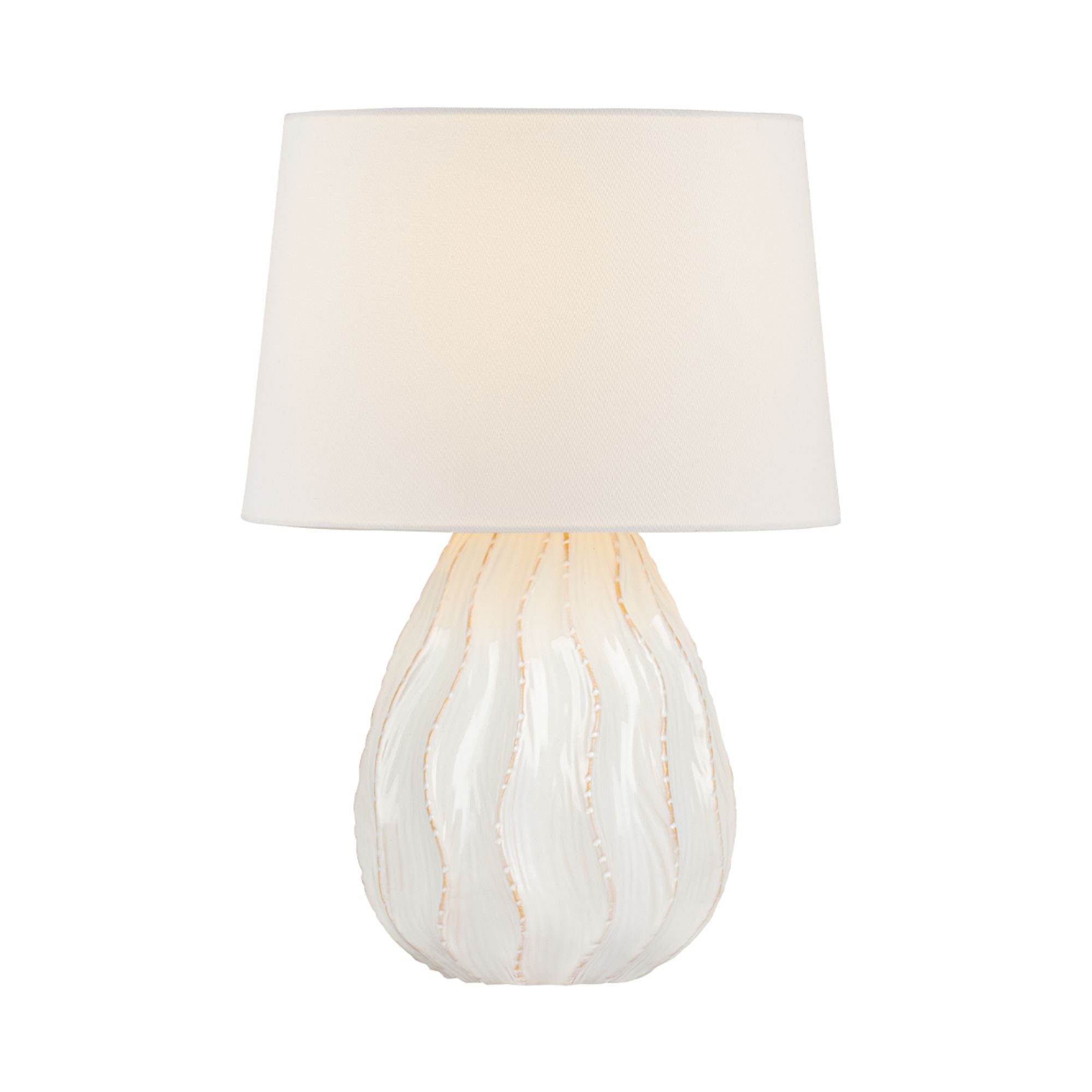 Karla 21" Table Lamp, Aged Brass/Ceramic Sea Salt Finish