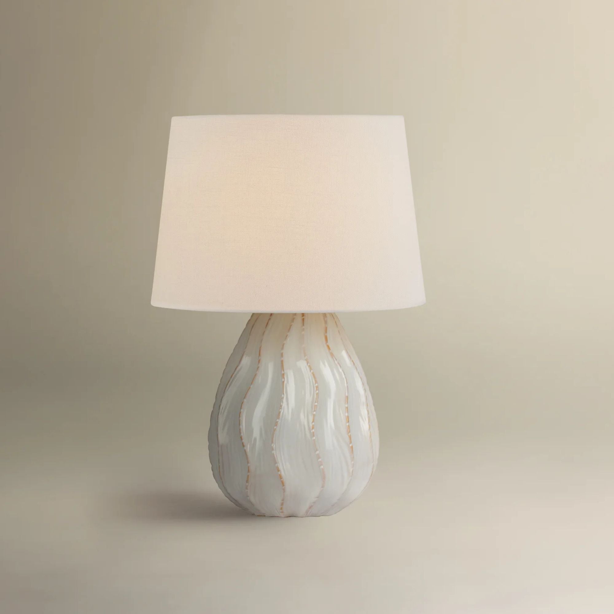 Karla 21" Table Lamp, Aged Brass/Ceramic Sea Salt Finish
